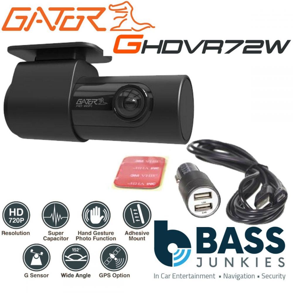 Gator GHDVR72W - 720P High Definition Wi-Fi 30FPS 152 Degree Wide Angle Car Dash Cam Camera