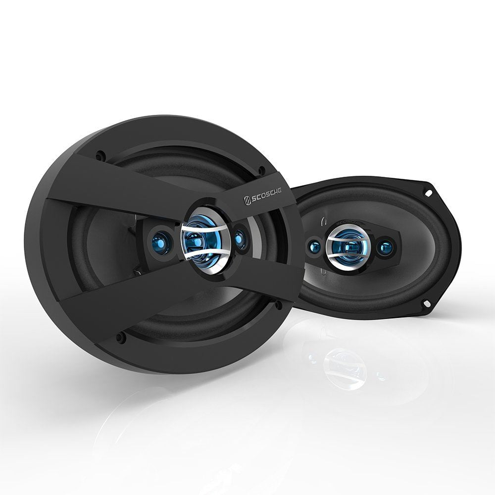 SCOSCHE HD6904 600 Watts a Pair 4 Way 6x9 Car Van Speakers Rear Shelf & Black Grilles