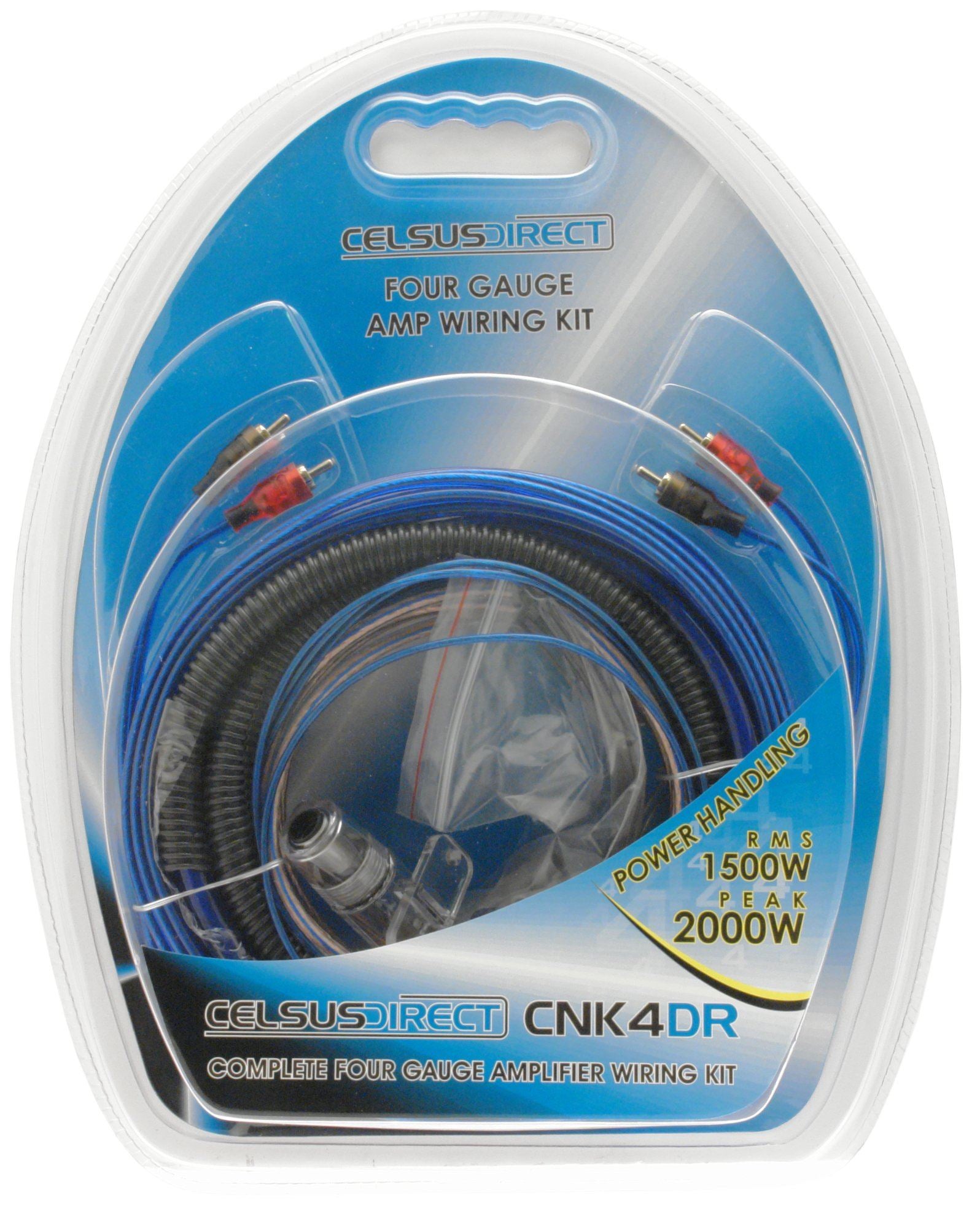 CELSUS CNK4DR 2000 WATTS 4 AWG Gauge Complete Car Amp Amplifier Wiring Kit