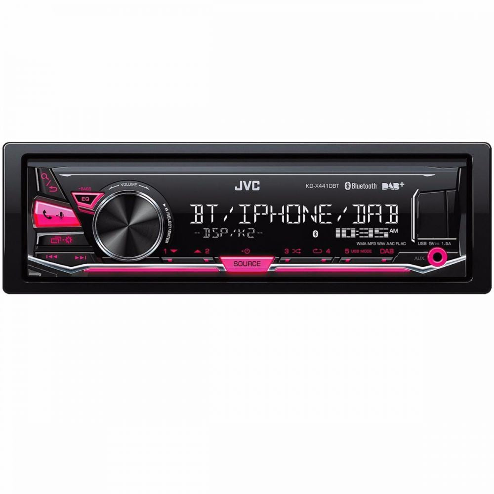 JVC KD-X441DBT - Mechless DAB, Bluetooth, Front USB, Aux, AM/FM Radio Tuner, Variable illumination, Android iPod iPhone Control Car Stereo