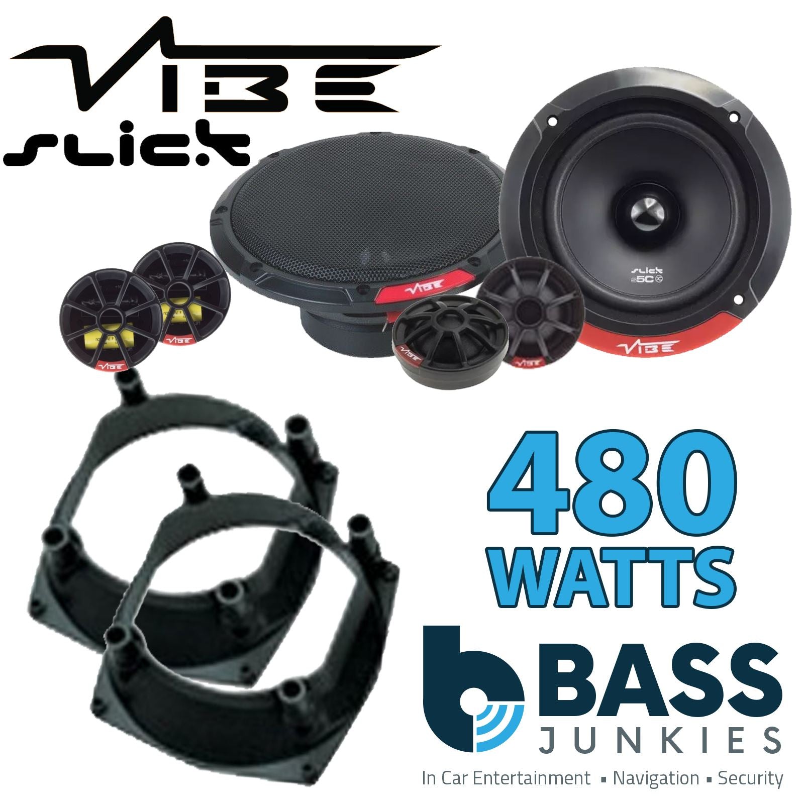 Vibe SLICK5C-V7 2-Way 130mm/13cm/5.25" Component Speakers (Per Pair 480 Watts) Fits Renault Clio 1990-98