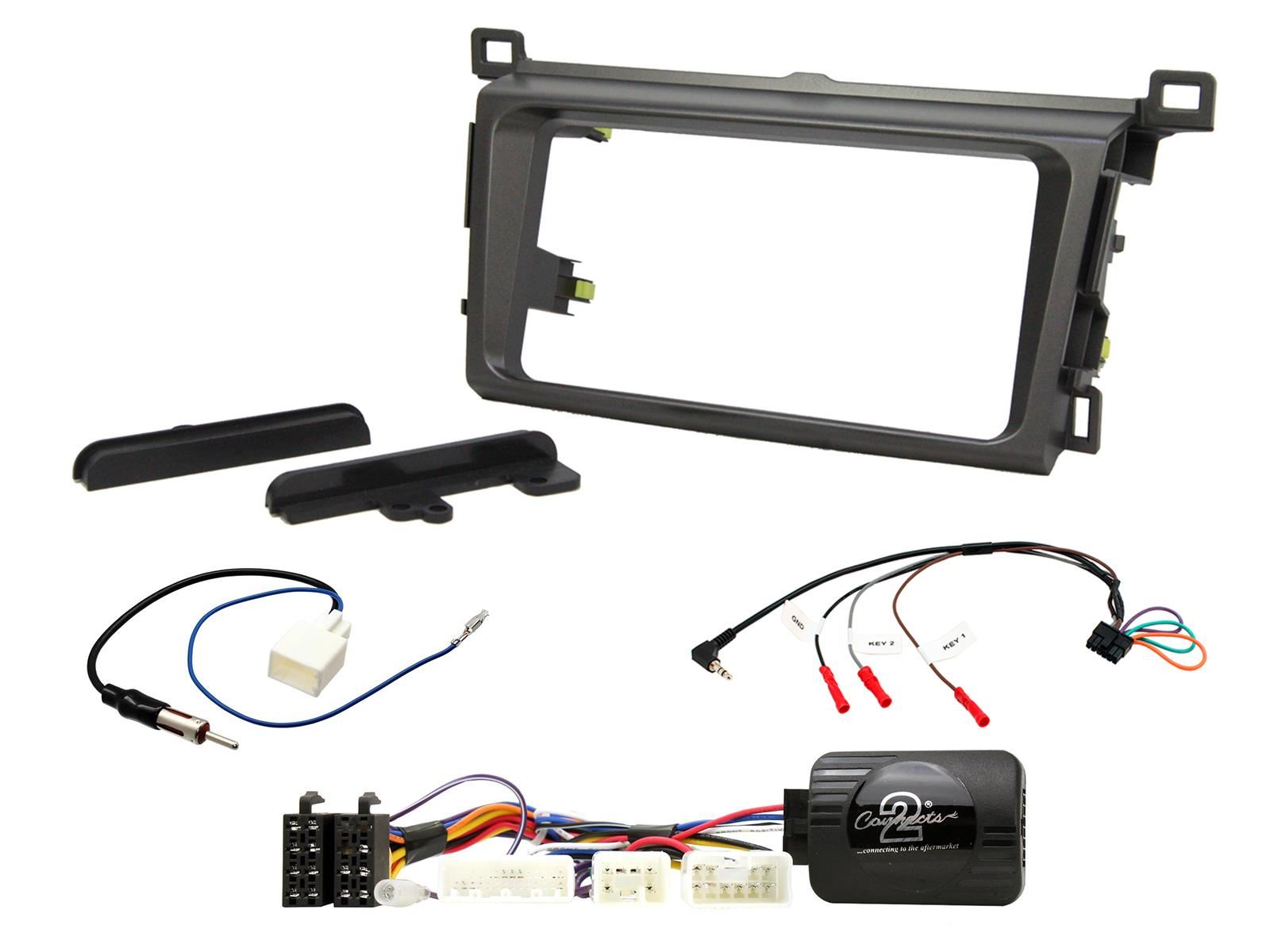 Grundig 6.8" Apple Android Double Din Stereo Fitting Kit + Steering Wheel Stalk Controls to fit Toyota RAV4 2013-18
