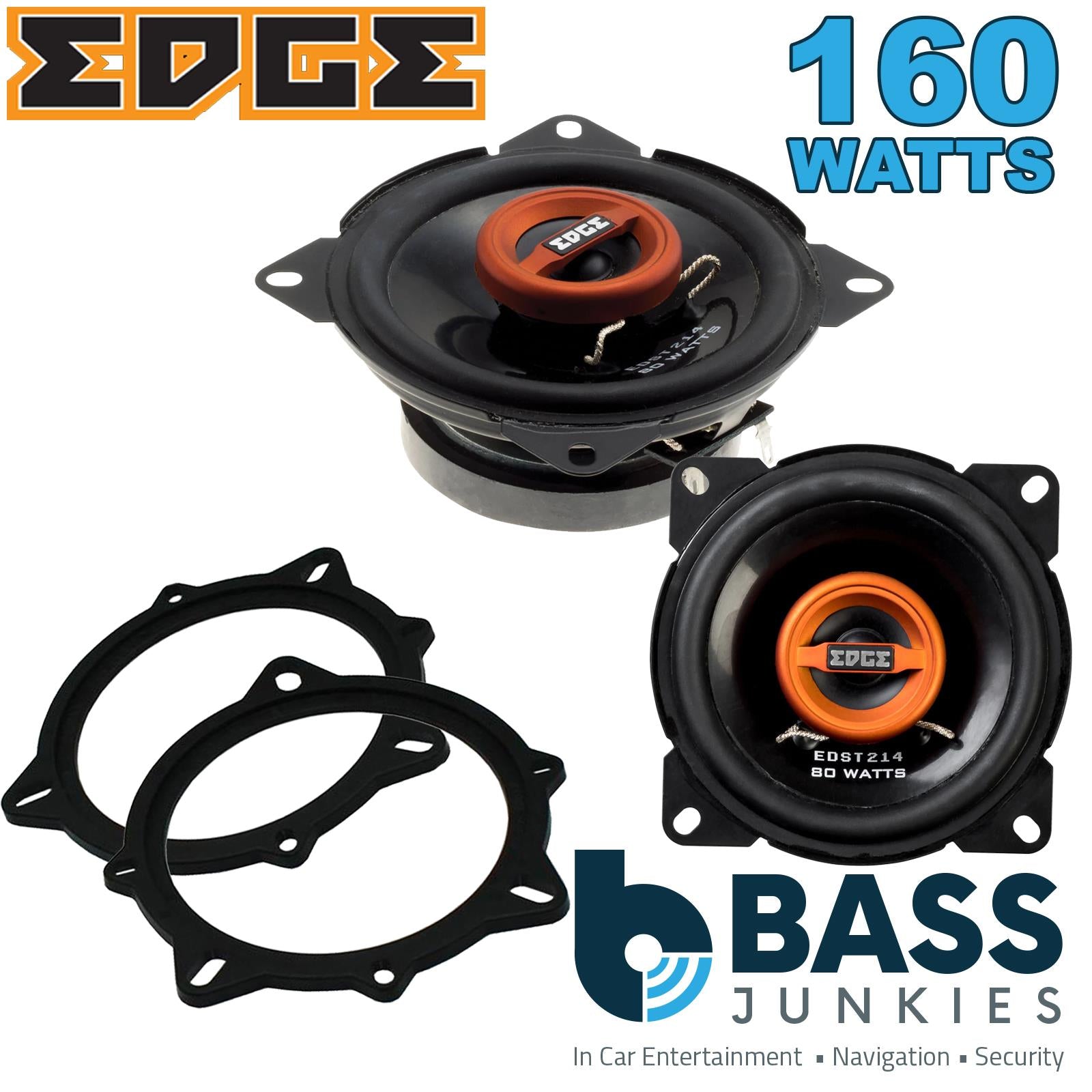 Edge EDST214 100mm/10cm/4" 2-Way Coaxial Car speakers (Per Pair Max 160|40 watts RMS) Fits BMW 5-Series 2006-10 | X1 09-15 | X3 06-10 | X5 06-13 | 3-Series 05-12
