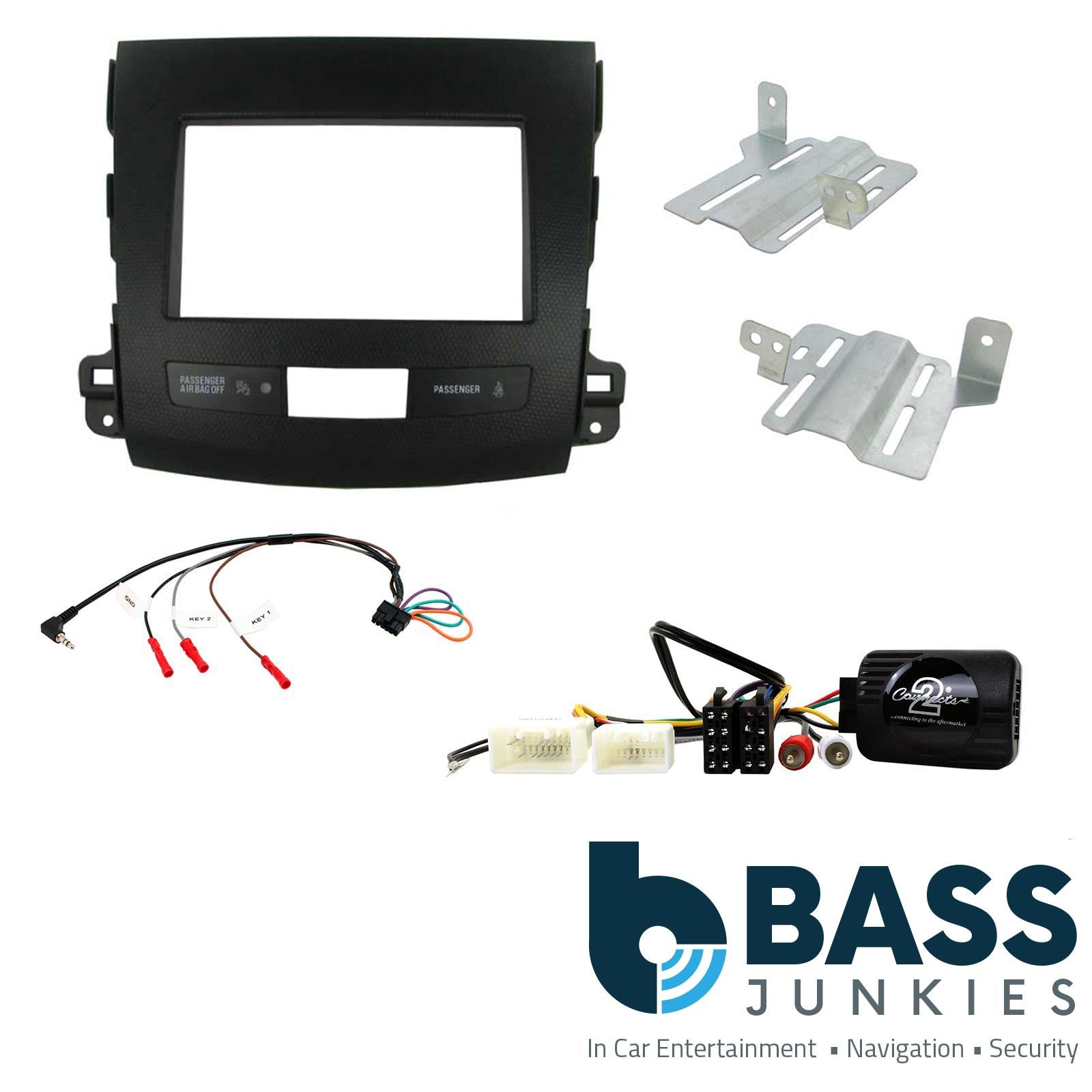Connects2 CTKMT06 - Mitsubishi Outlander 2010-2013 Double Din Fascia & Steering Wheel Interface Installation Kit
