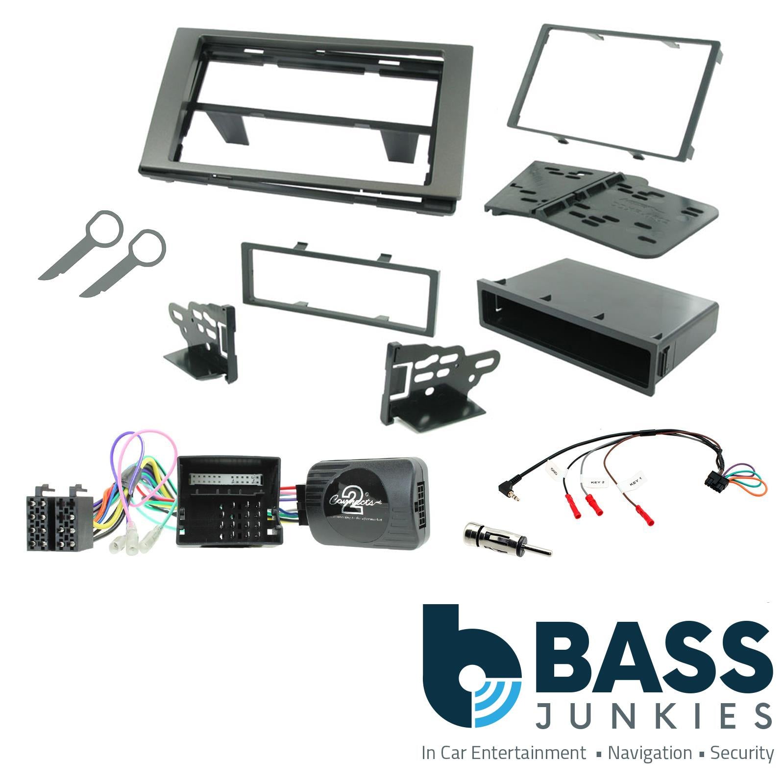 Connects 2 CTKFD23 - Ford Fiesta 2005 - 2008  Single Din or Double Din Facia & Steering wheel Interface Fitting Installation Kit (Grey Facia Panel)