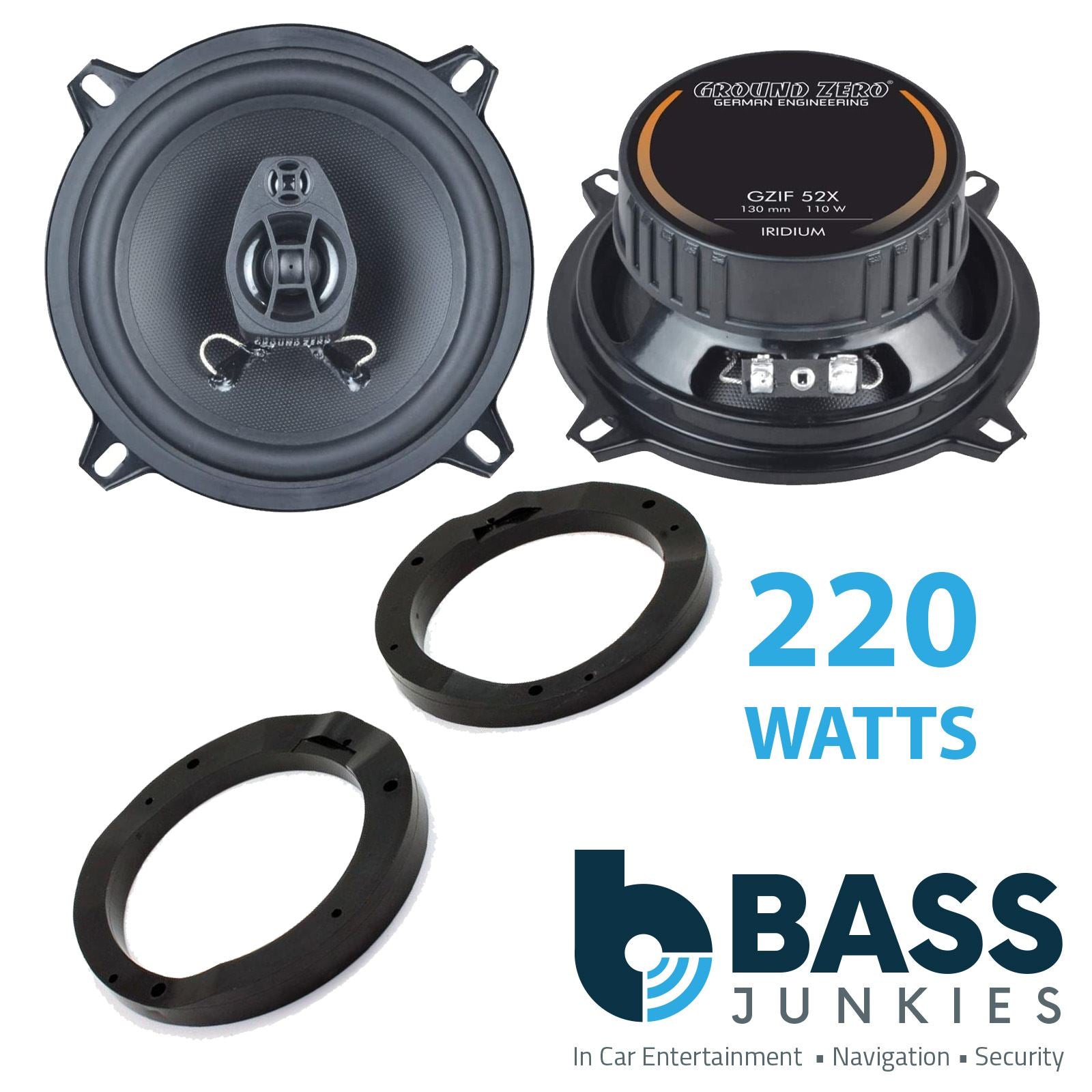 Ground Zero 2-Way 130mm/13cm/5.25" Car Coaxial Speakers (Pair Max 220 Watts) Fits Mercedes E-Class 1996-02