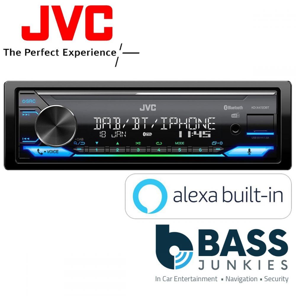 JVC KD-X472DBT - Mechless Alexa Bluetooth, USB, Aux, AM/FM Radio Tuner, Android iPod iPhone Spotify Control Car Stereo