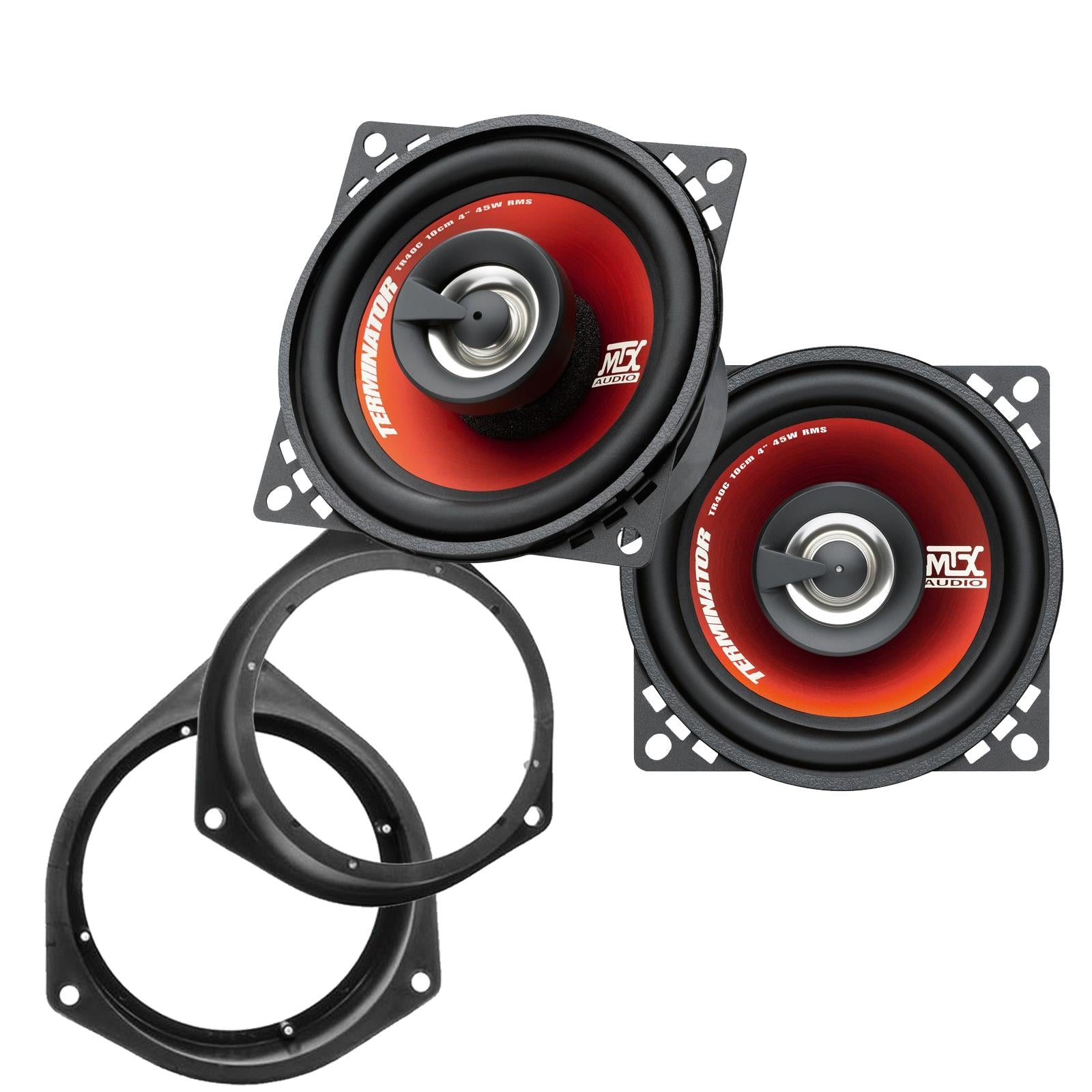 MTX TR40C 100mm/10cm/4" 2-Way Coaxial Car speakers (Per Pair Max 620|90 watts RMS) Fits Peugeot Bipper 2008-12