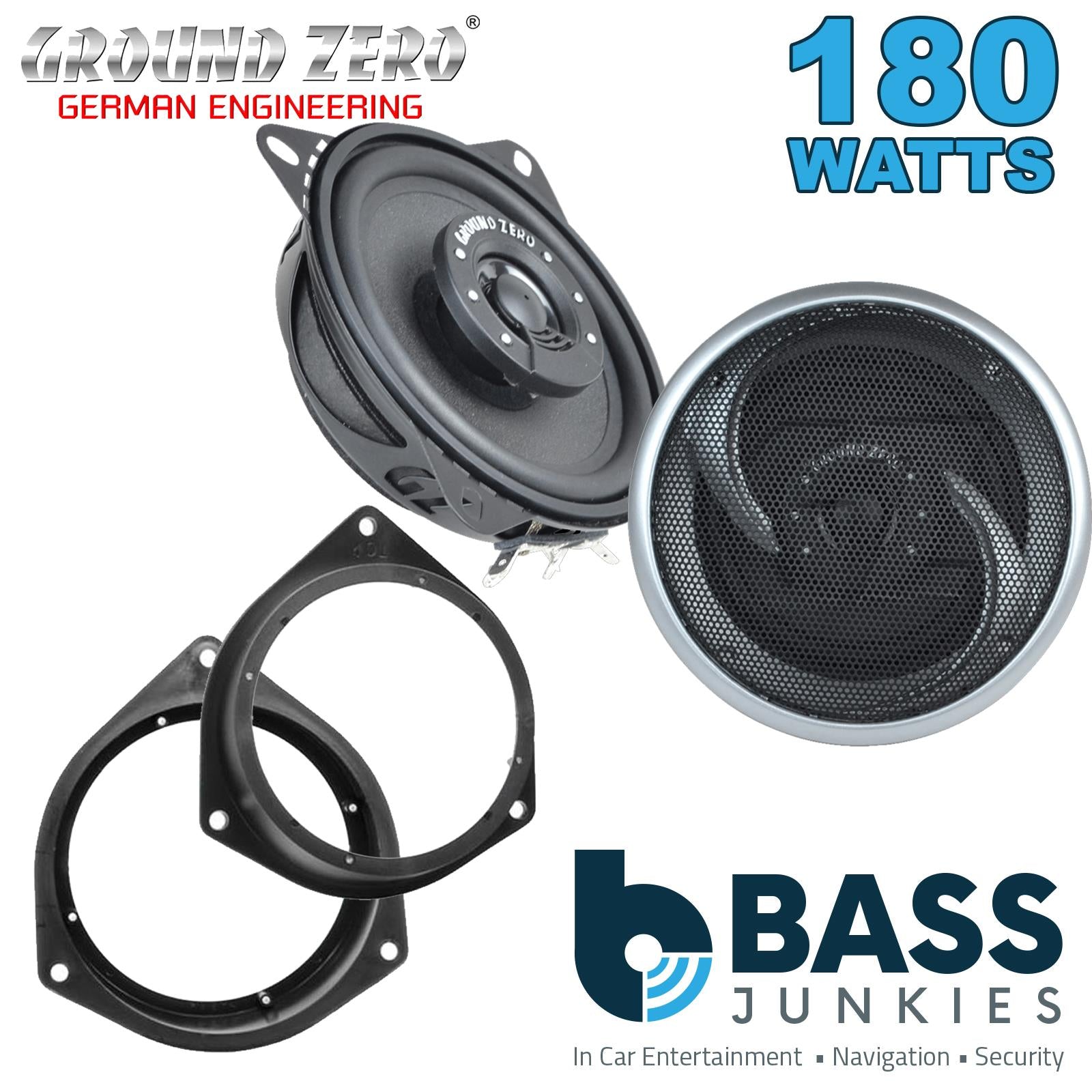 Ground Zero GZIF 4001FX 100mm/10cm/4" 2-Way Coaxial Car speakers (Per Pair Max 180|100 watts RMS) Fits Peugeot Bipper 2008-12