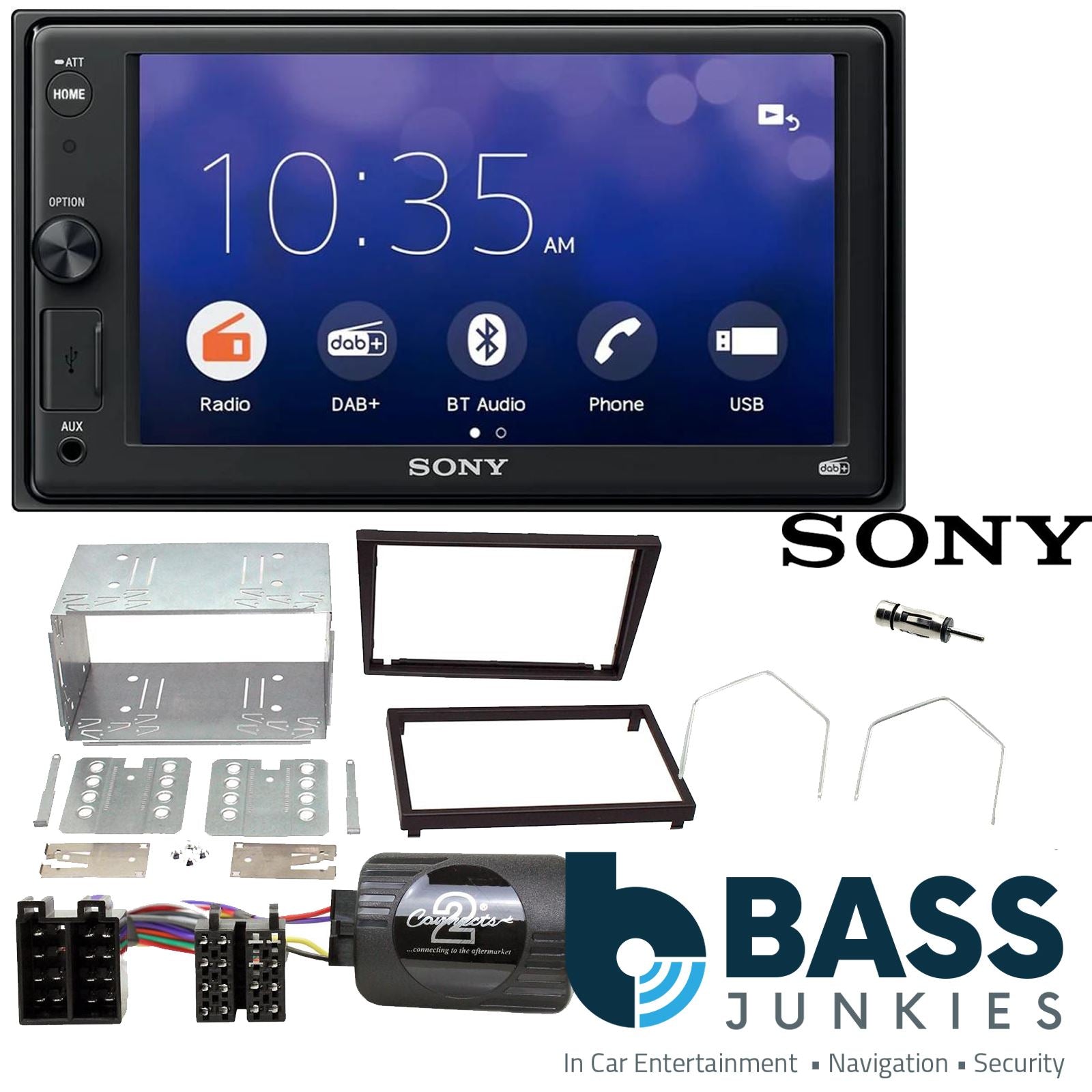SONY XAV-1550D DAB+ Smart Bluetooth Car Radio + Stereo fitting kit + Steering Wheel Controls Loom for Vauxhall Meriva (A) 2005-2010 | Signum 2005-2008 | Tigra (B)	2004-2009 | Vectra 2004-2008