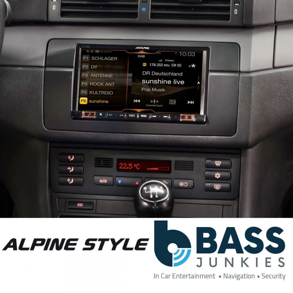 Alpine iLX-702E46 BMW E46 7” DAB+ Bluetooth CarPlay Android Auto Mechless Touchscreen Car Stereo