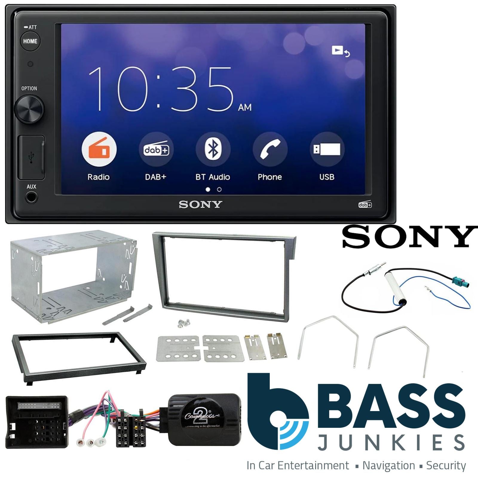 SONY XAV-1550D DAB+ Smart Bluetooth Car Radio + Stereo fitting kit + Steering Wheel Controls Loom for Vauxhall Meriva (A) 2005-2010 | Signum 2005-2008 | Tigra (B)	2004-2009 | Vectra 2004-2008