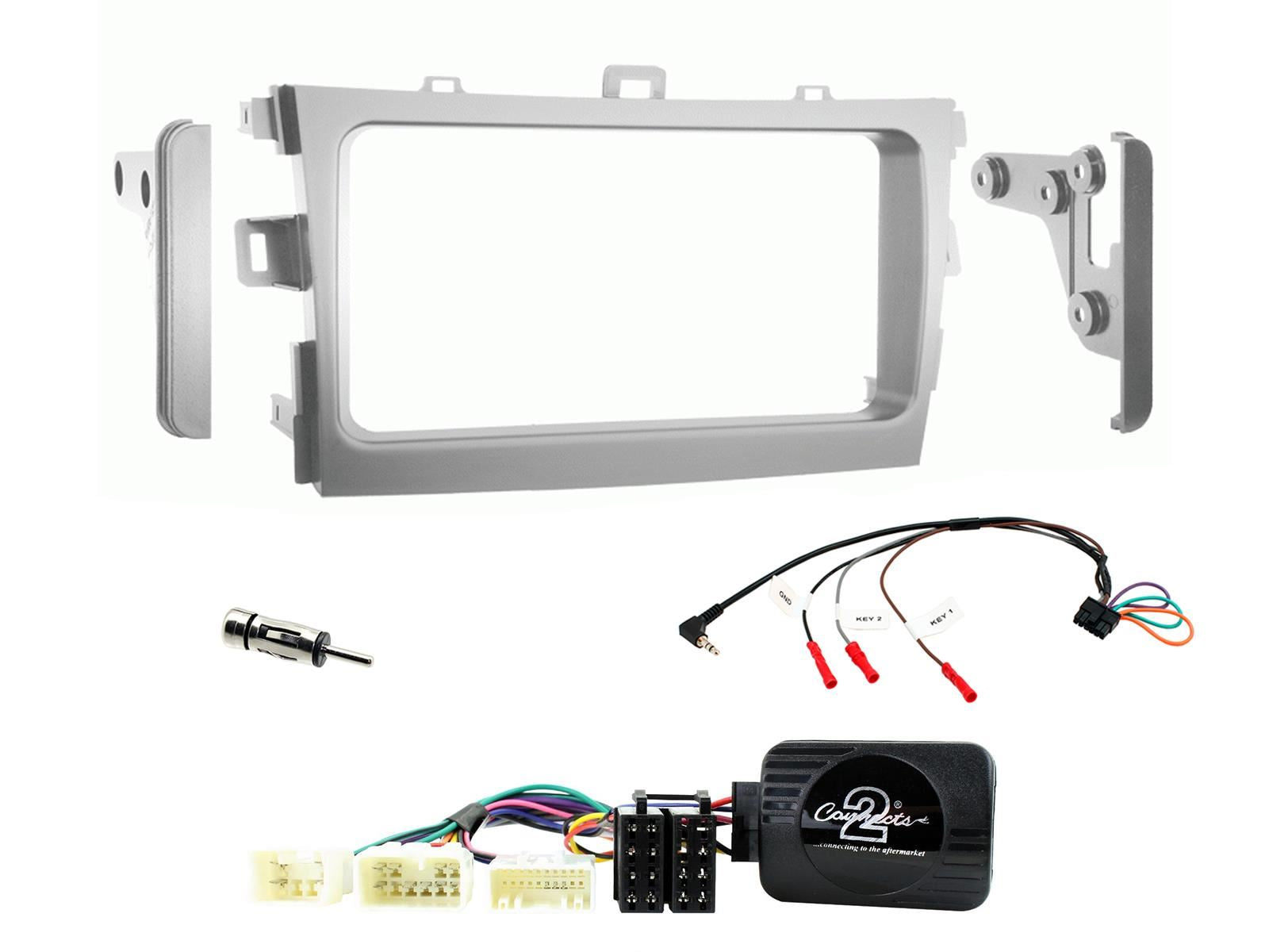 Grundig 6.8" Apple Android Double Din Stereo Fitting Kit + Steering Wheel Stalk Controls to fit Toyota Corolla 2009-11