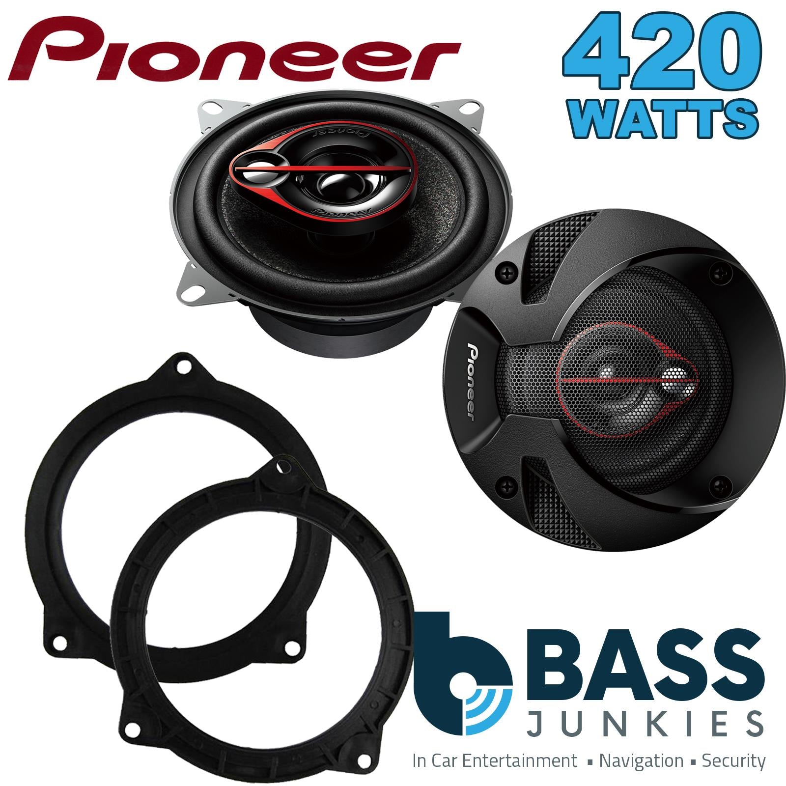 Pionner TS-R1051S 100mm/10cm/4" 3 Way Coaxial Car speakers (Per Pair Max 420|60 watts RMS) Fits BMW 5-Series 2011-17