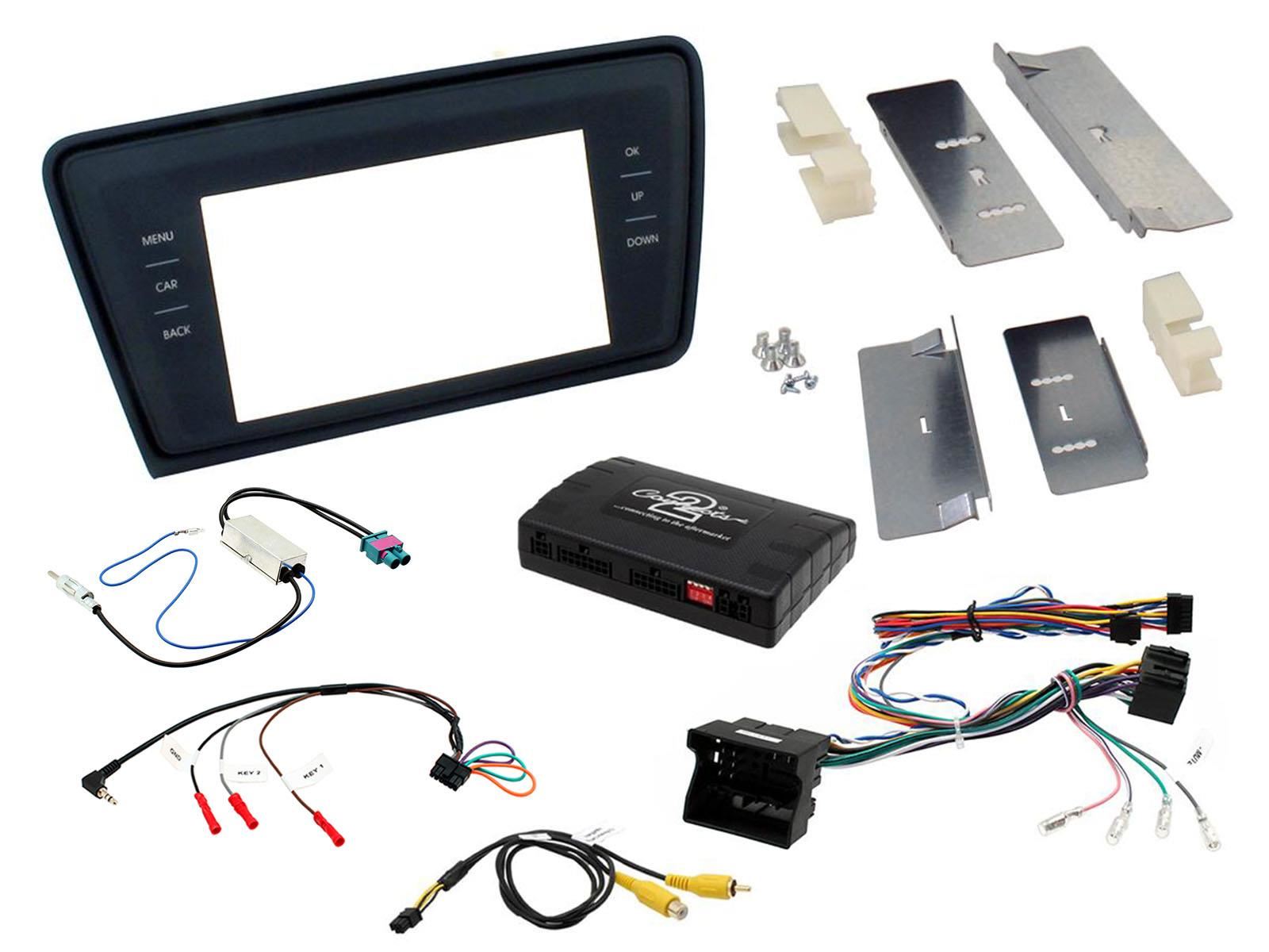 Grundig 6.8" Apple Android Double Din Stereo Fitting Kit + Steering Wheel Stalk Controls to fit Skoda Octavia 2013-17