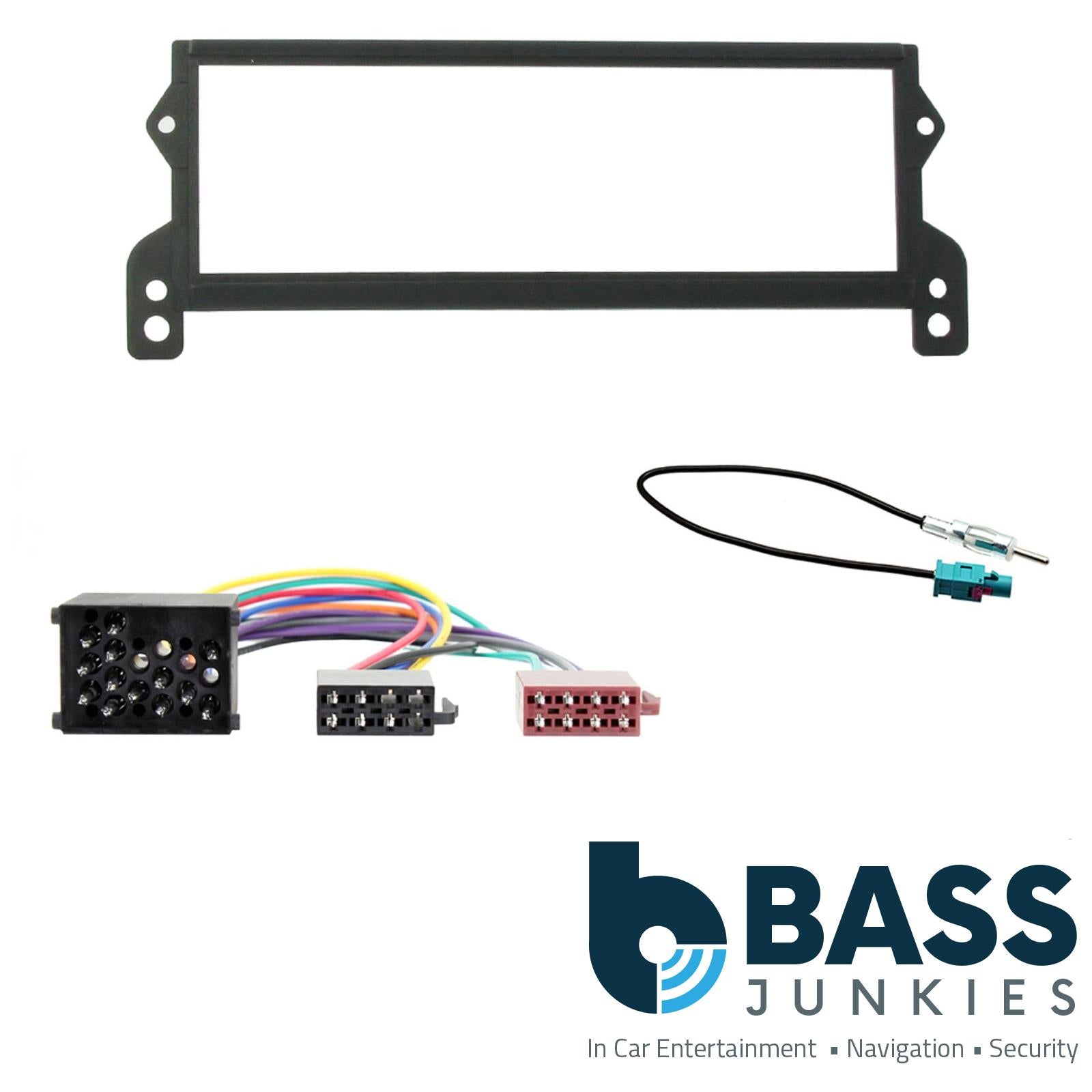 Single Din Stereo Fitting Kit + Steering Wheel Stalk Controls to fit BMW Mini 2001-03
