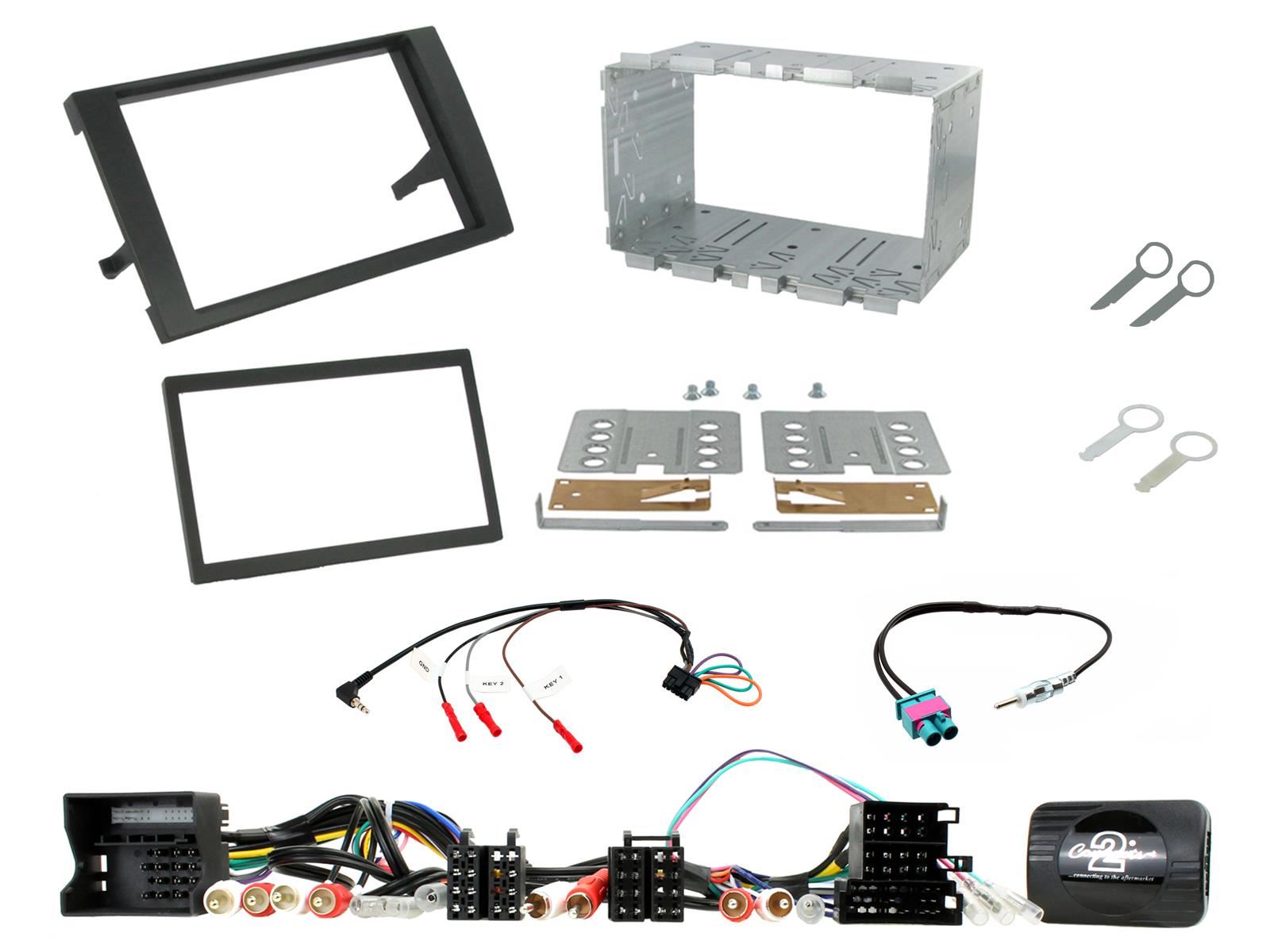 Grundig 6.8" Apple Android Double Din Stereo Fitting Kit + Steering Wheel Stalk Controls to fit Audi A4 2007-2009