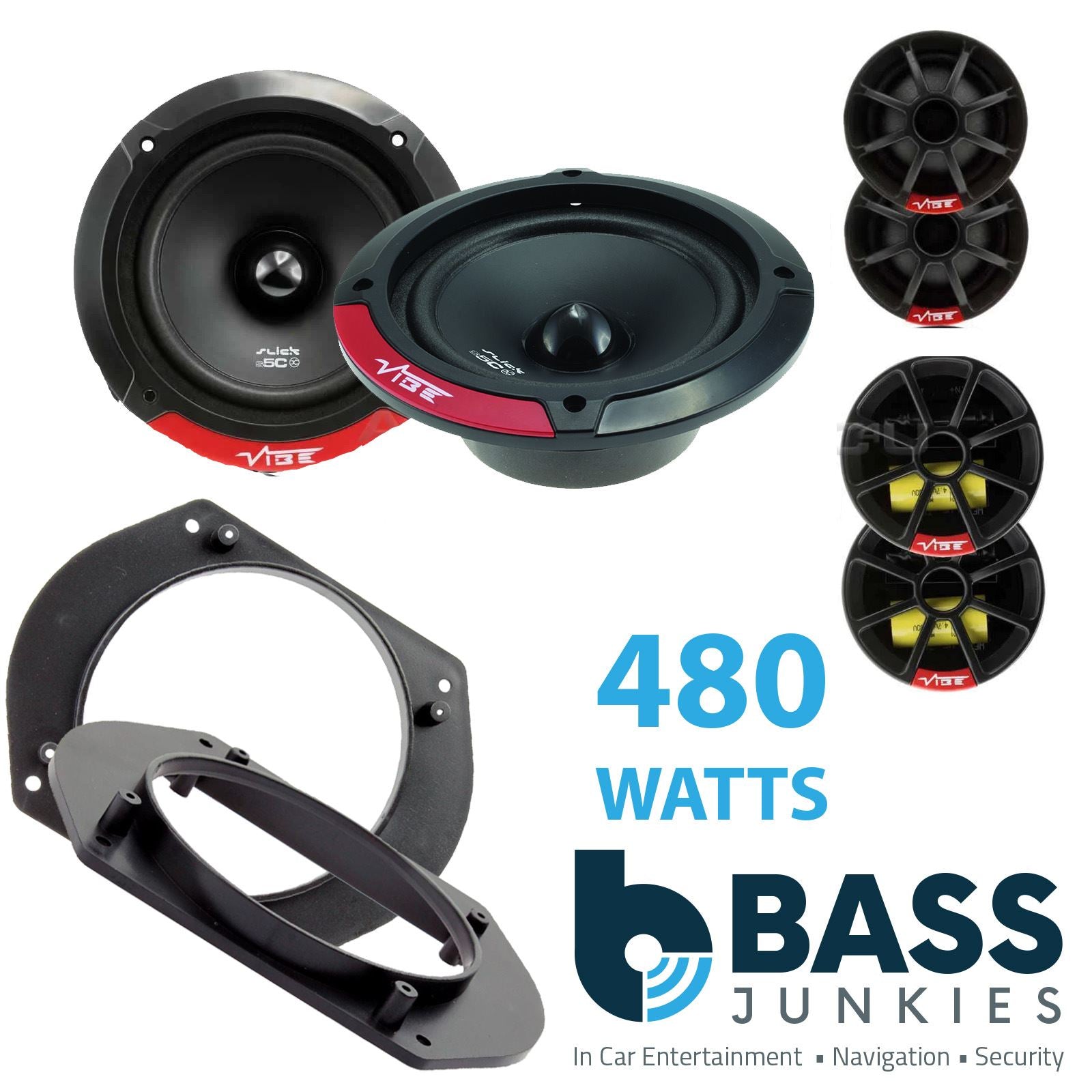 Vibe SLICK5C-V7 2-Way 130mm/13cm/5.25" Component Speakers (Per Pair 480 Watts) Fits Fiat Brava 1995-01 | Bravo 95-01 | Marea 96-02 | Multipla 99-10