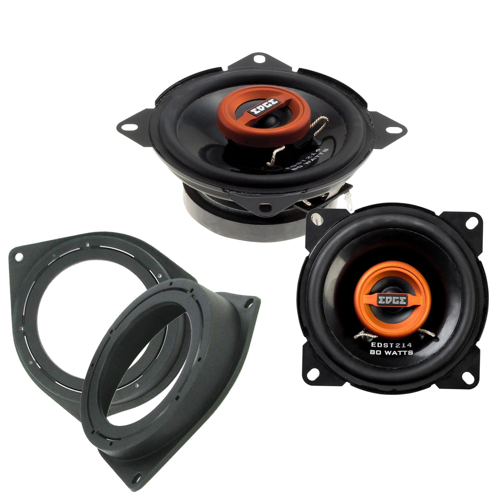 Edge EDST214 100mm/10cm/4" 2-Way Coaxial Car speakers (Per Pair Max 160|40 watts RMS) Fits Fiat Qubo 2008-18 | 500 07-14 | Bravo 07-14 | Fiorino 08-21 | Punto 12-21 | Grande-Punto 05-09