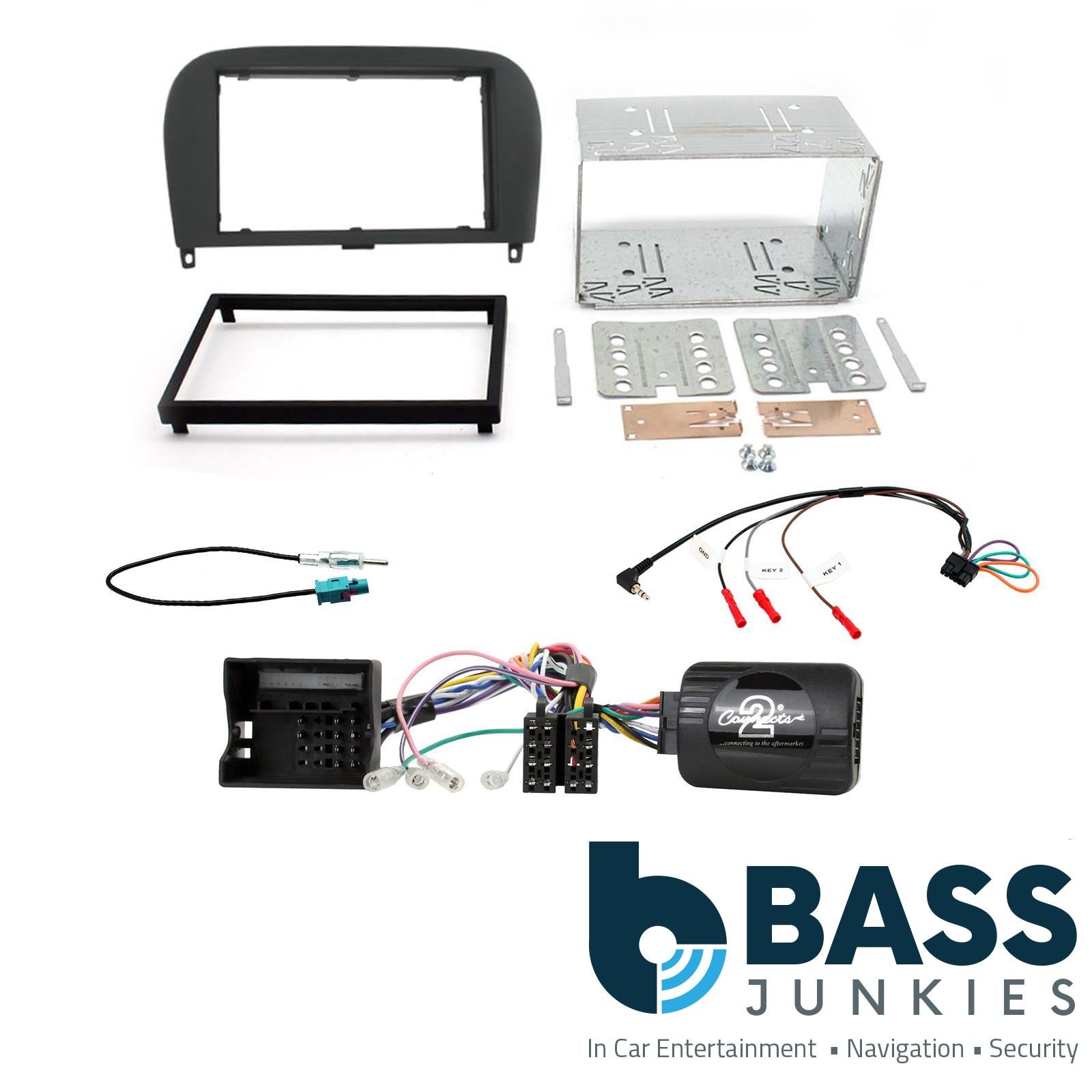 Connects2 CTKMB08 - Mercedes Benz SL R320 2004 - 2014 Double Din Fascia & Steering Wheel Interface Installation Kit