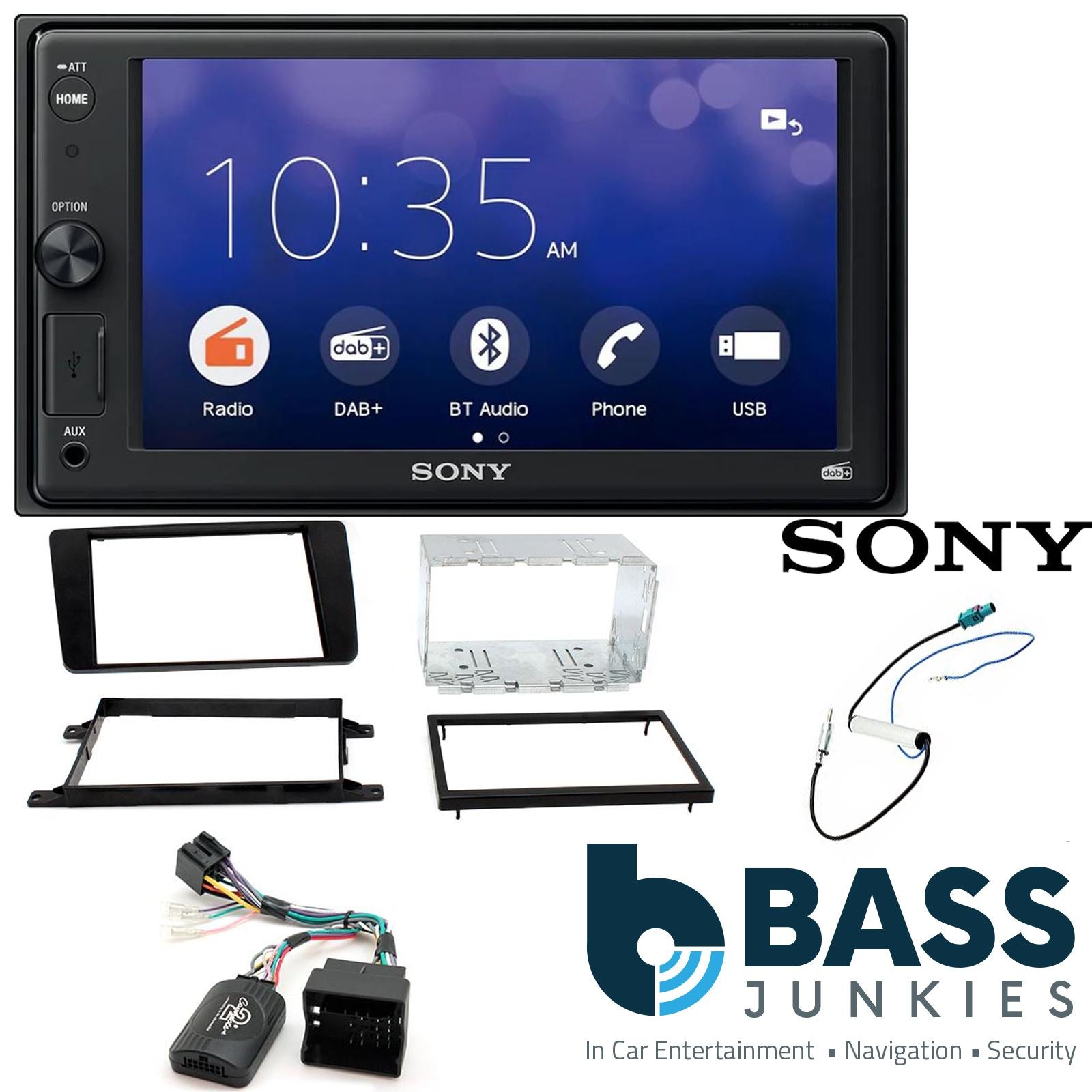 SONY XAV-1550D DAB+ Smart Bluetooth Car Radio + Stereo fitting kit + Steering Wheel Controls Loom for Skoda Superb 2008-2013