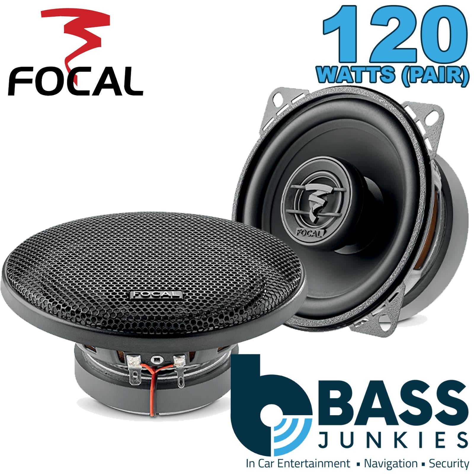 Focal ACX100 100mm/10cm/4" Car Door Coaxial Speakers (Per Pair Max 120 watts | 60 watts RMS) Each Speaker: Max 60 watts | RMS 30 watts [Woofer/Tweeter/Crossover]