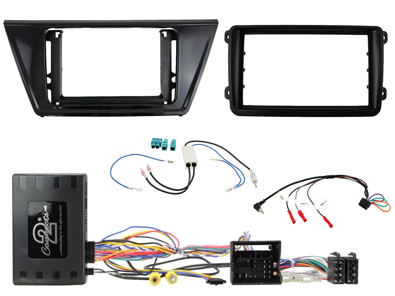 SONY DAB+ Apple | Android Double Din Stereo Fitting Kit + Steering Wheel Stalk Controls to fit VW Touran 2016-