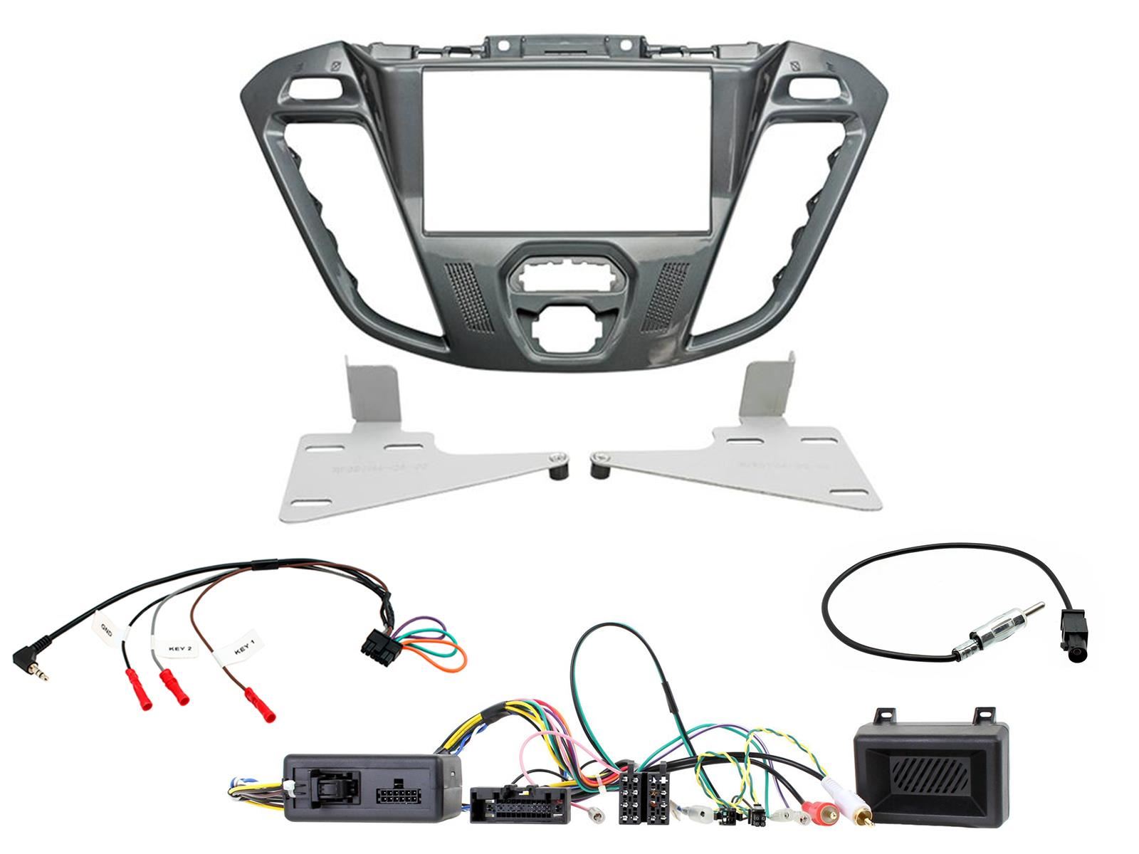 Grundig 6.8" Apple Android Double Din Stereo Fitting Kit + Steering Wheel Stalk Controls to fit Ford Transit-Custom 12-16