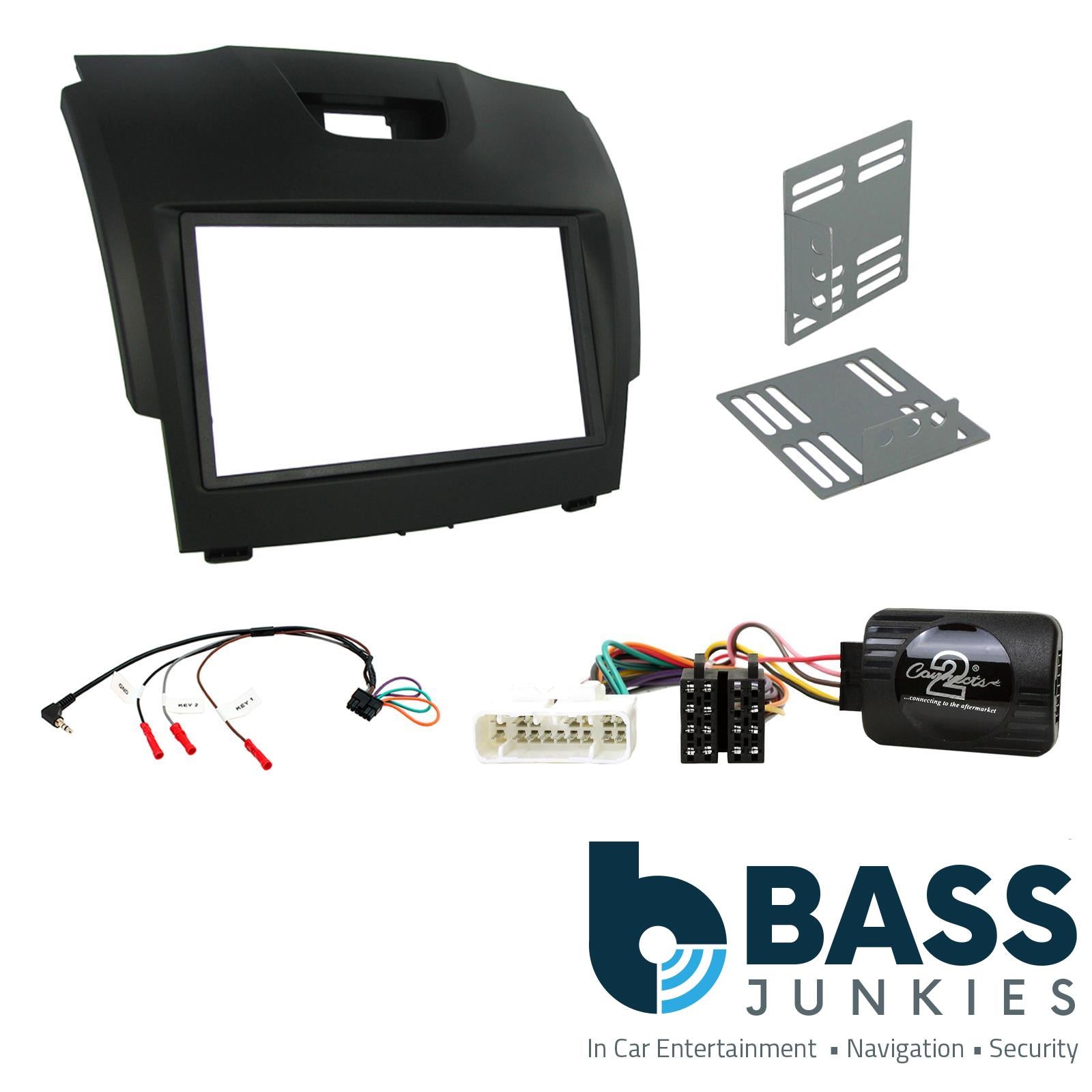 Connects 2 CTKIZ02 - Izusu D-Max 2012 Onwards Double Din Facia & Steering wheel Interface Fitting Installation Kit (Black Facia Panel)