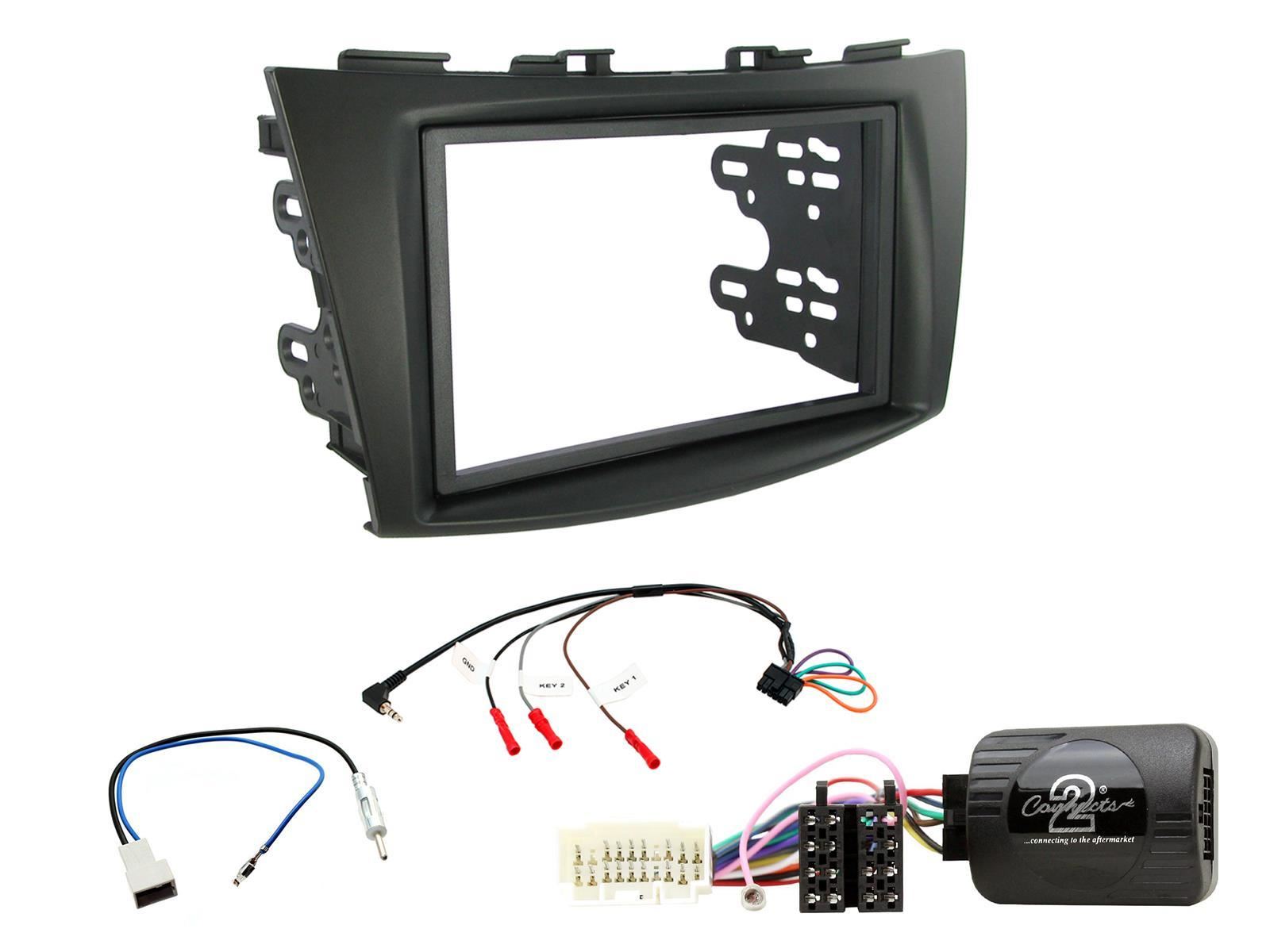 Connects2 CTKSZ02 -Suzuki Swift 2011 - 2016 Double Din Fascia & Steering Wheel Interface Installation Kit