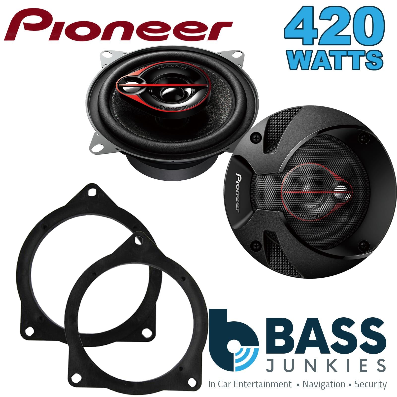 Pionner TS-R1051S 100mm/10cm/4" 3 Way Coaxial Car speakers (Per Pair Max 420|60 watts RMS) Fits BMW 3-Series 2011-19 | 4-Series 13-20 | 5-Series 03-10