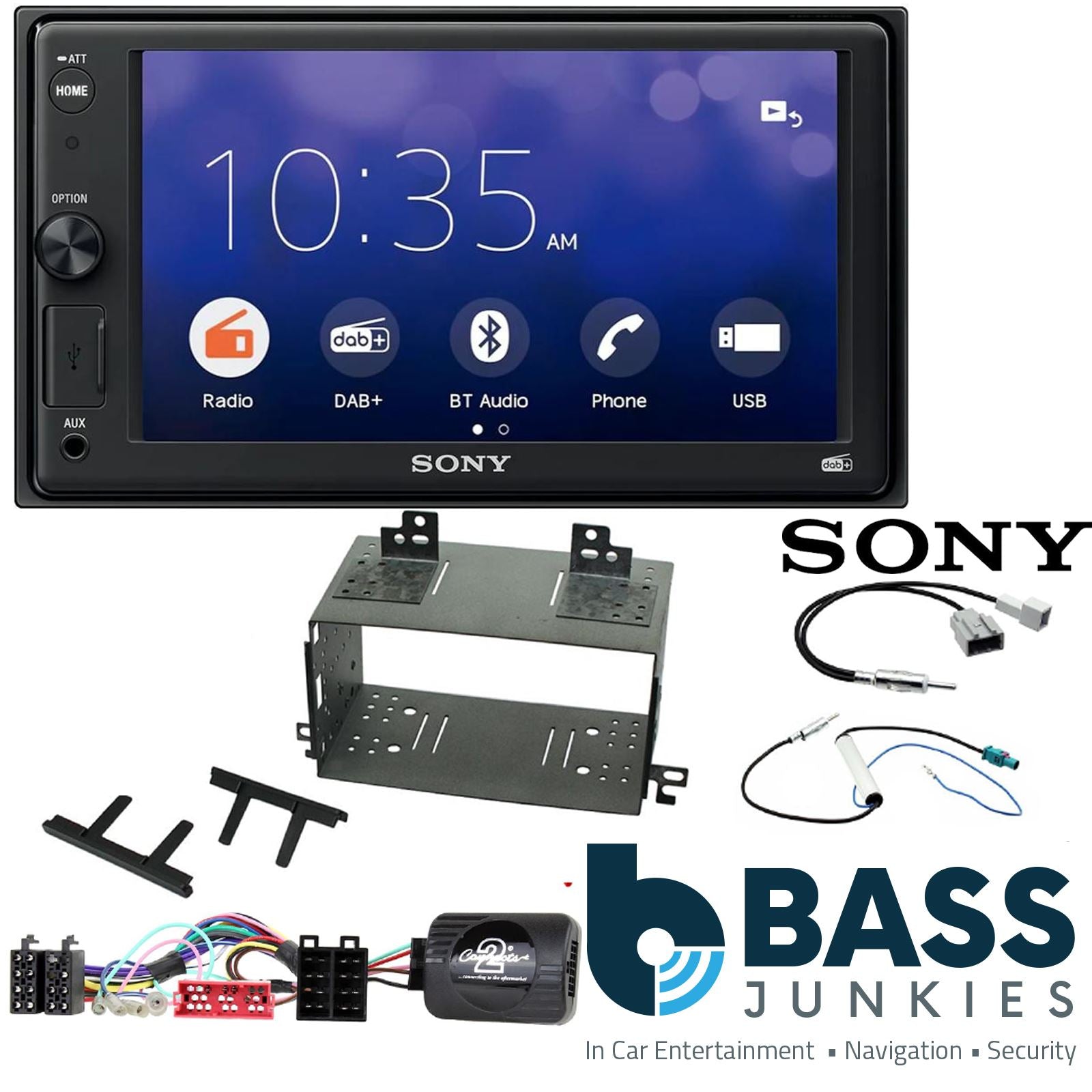 SONY XAV-1550D DAB+ Smart Bluetooth Car Radio + Stereo fitting kit + Steering Wheel Controls Loom for Kia Rio 2008-2011