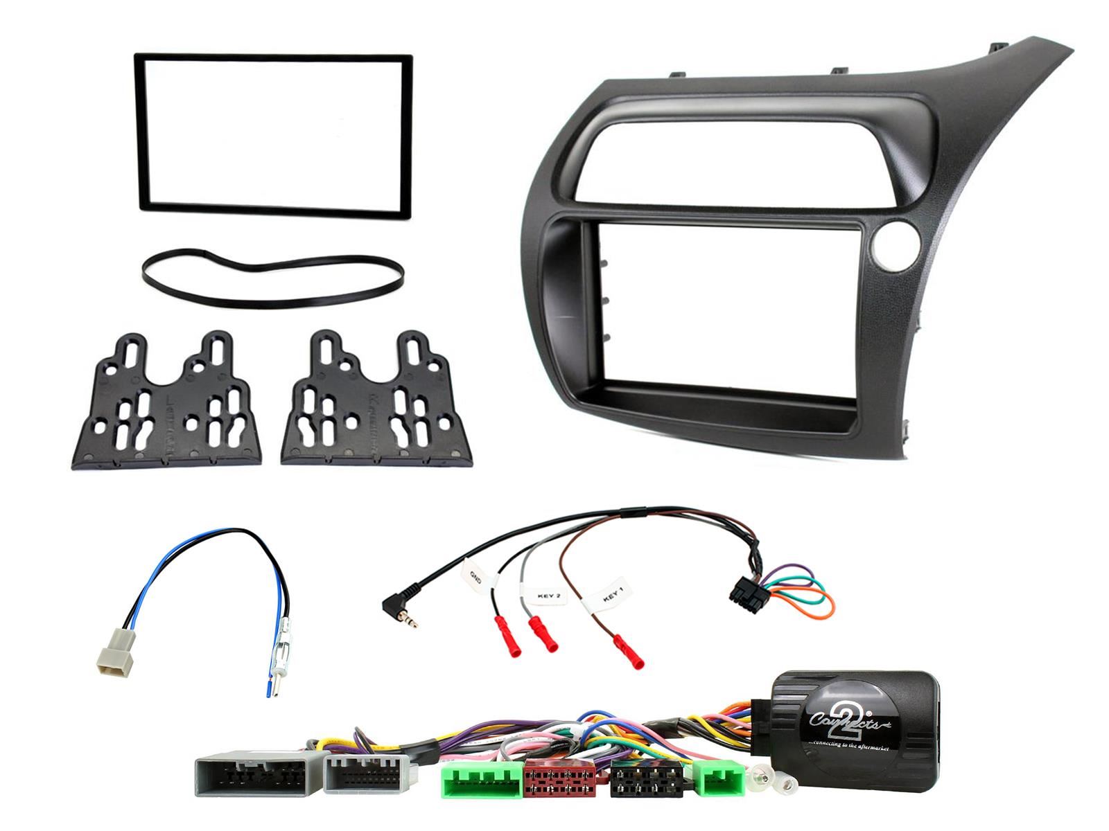 SONY DAB+ Apple | Android Double Din Stereo Fitting Kit + Steering Wheel Stalk Controls to fit Honda Civic 2006-11
