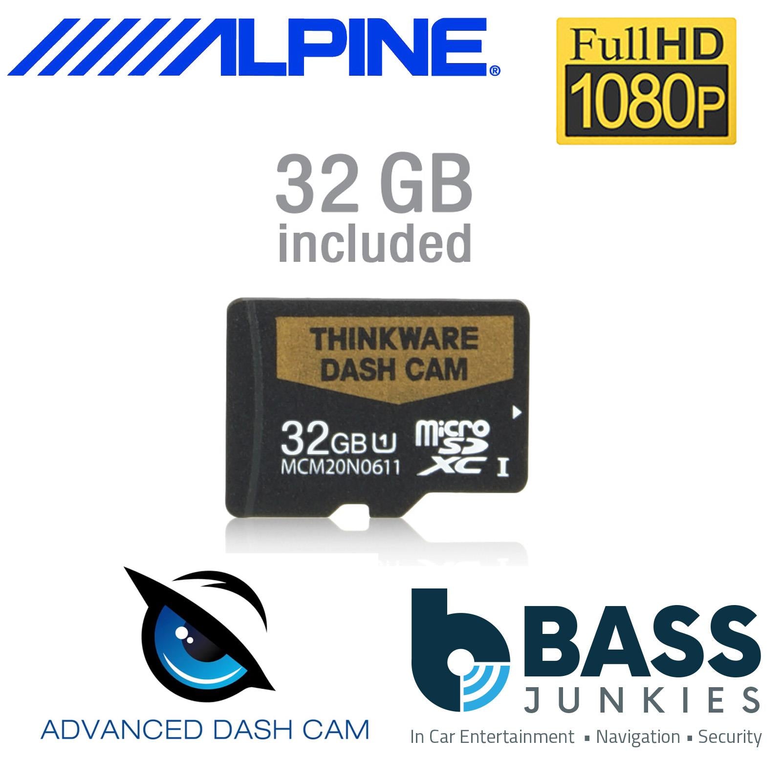 Alpine DVR-F800PRO - 2Ch Front & Rear Wifi GPS Full HD Smartphone Car Dash Cam Camera
