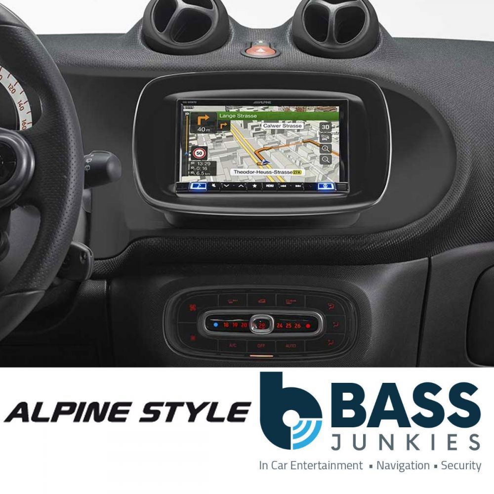 Alpine iLX-702D KIT Smart Forfour Fortwo 7” DAB Bluetooth CarPlay Android Stereo & Black Fitting Kit