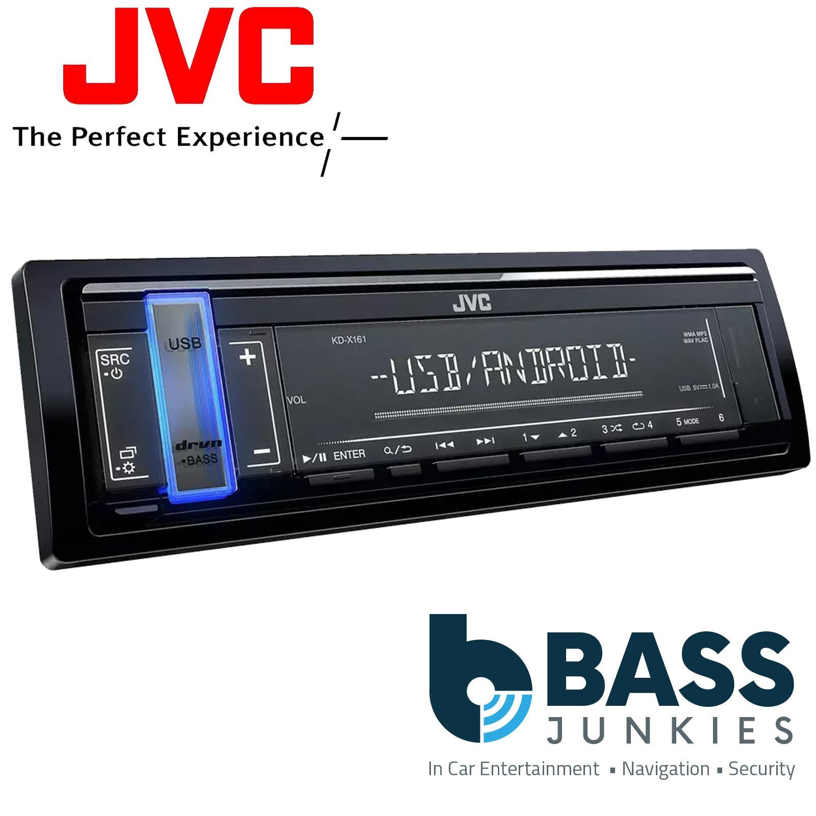 JVC KD-X161 Mechless Front USB AUX Car Stereo Face Off & Multi Colour Display