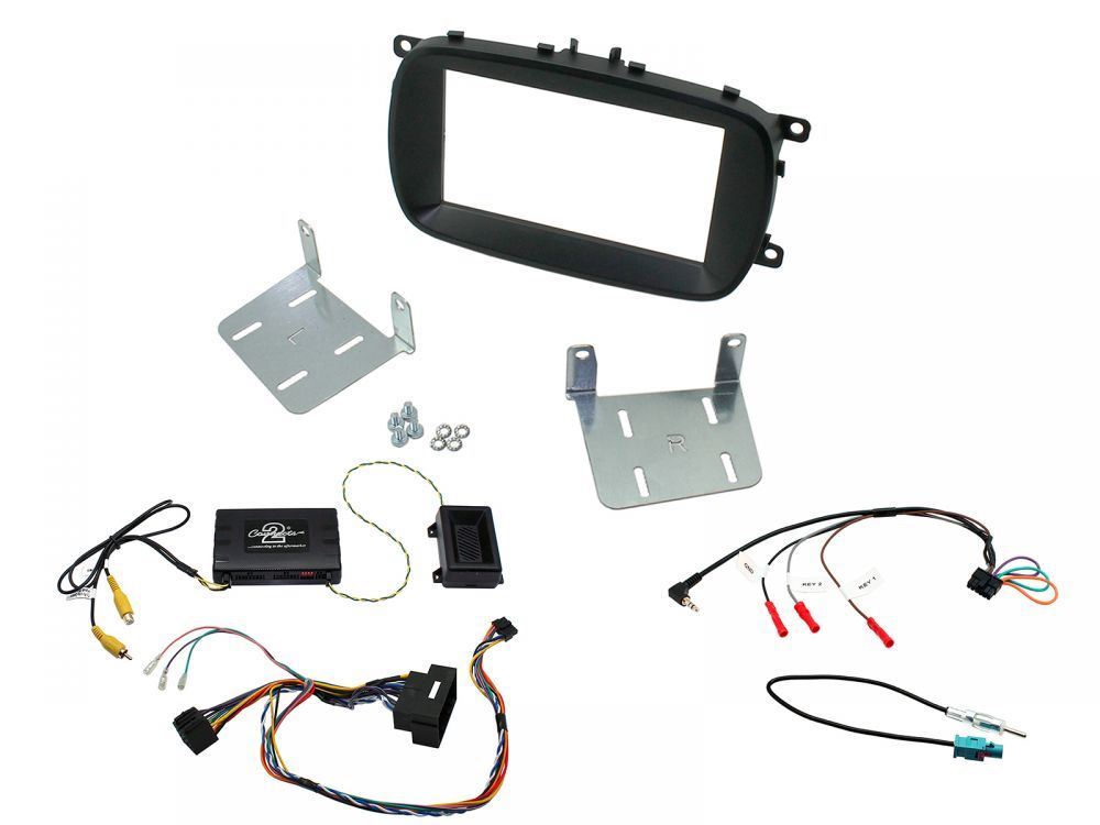 Connects 2 CTKFT13 - Fiat 500X 2015 Onwards Double Din Facia & Steering wheel Interface Fitting Installation Kit (Black Facia Panel)