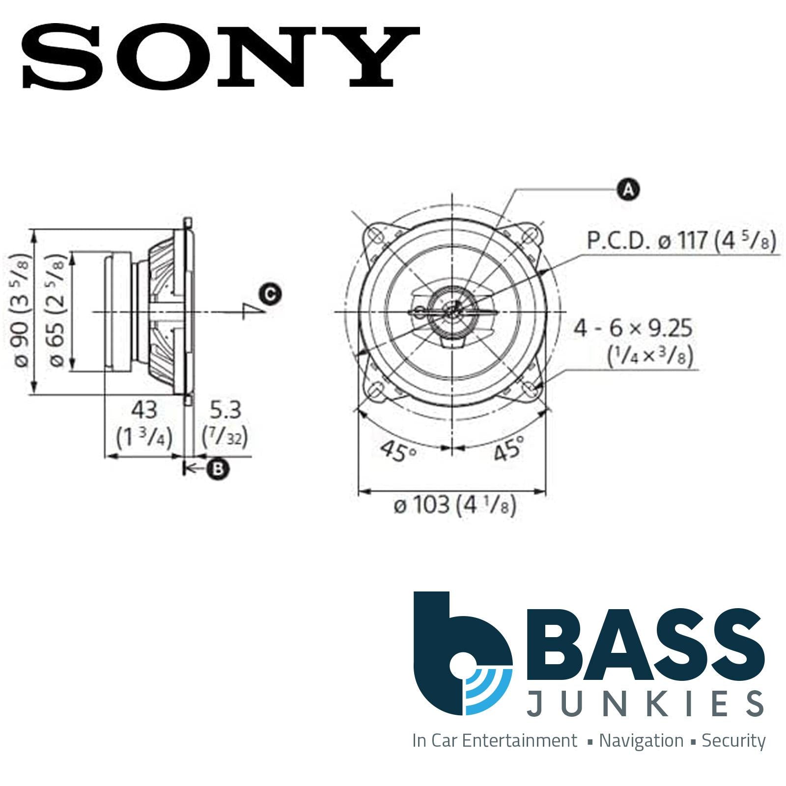 SONY XS-GTF1039 3 Way 4" inch 10 cm 420 Watts Car Van Door Dash Shelf Speakers