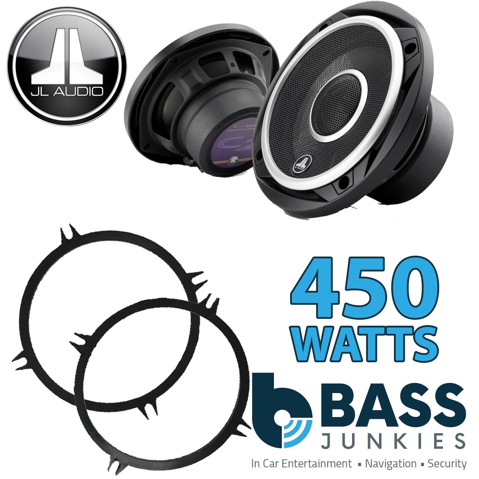 JL Audio C2-525X 2-Way 130mm/13cm/5.25" Coaxial Speakers (Per Pair 450 Watts) Fits Universal
