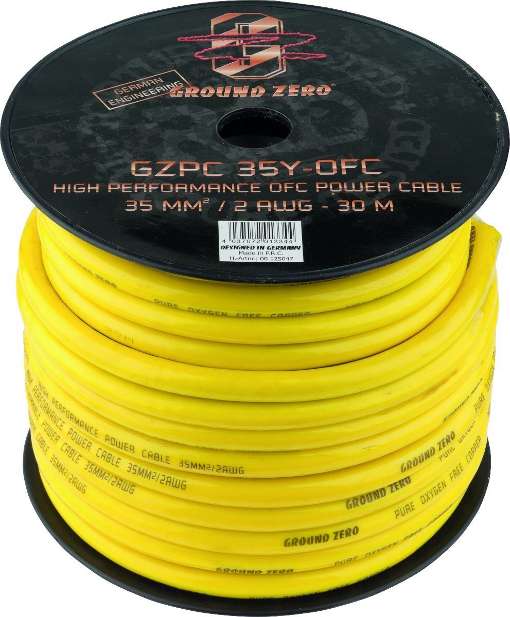 Ground Zero GZPC 35Y - OFC - 35mm² OFC Yellow Power Cable 30m Spool