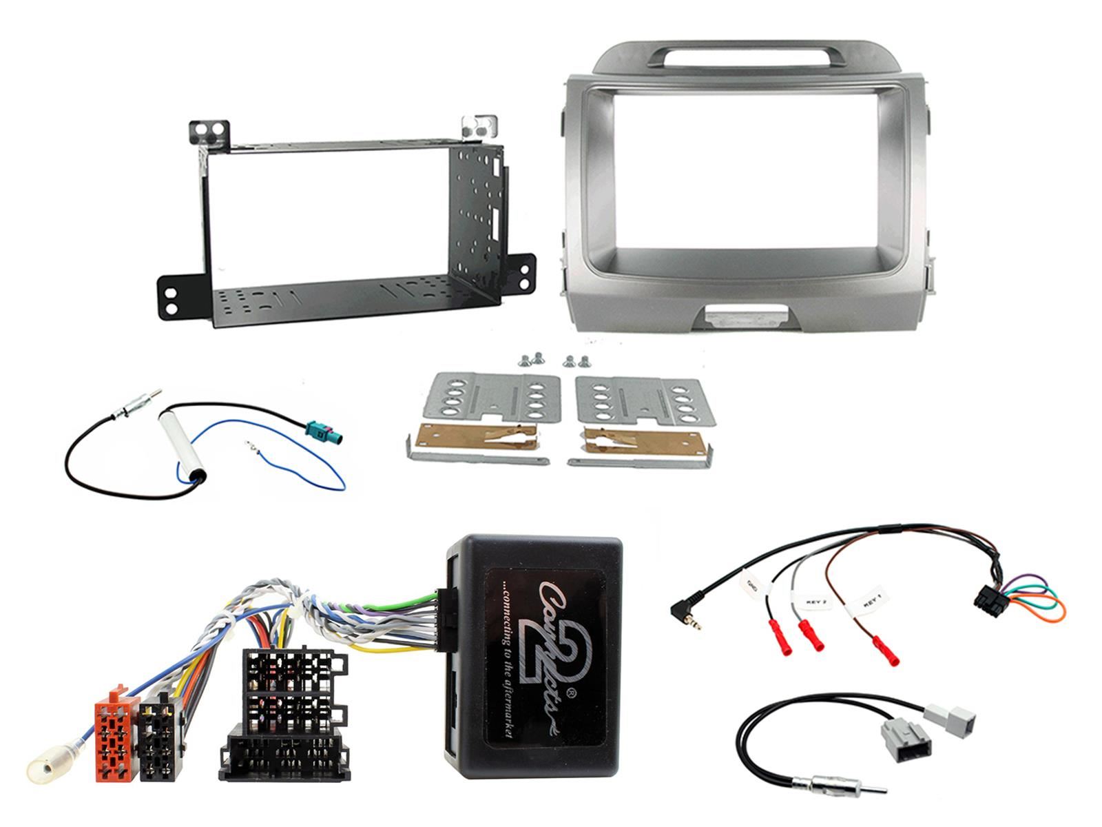 Grundig 6.8" Apple Android Double Din Stereo Fitting Kit + Steering Wheel Stalk Controls to fit Kia Sportage 2010-15