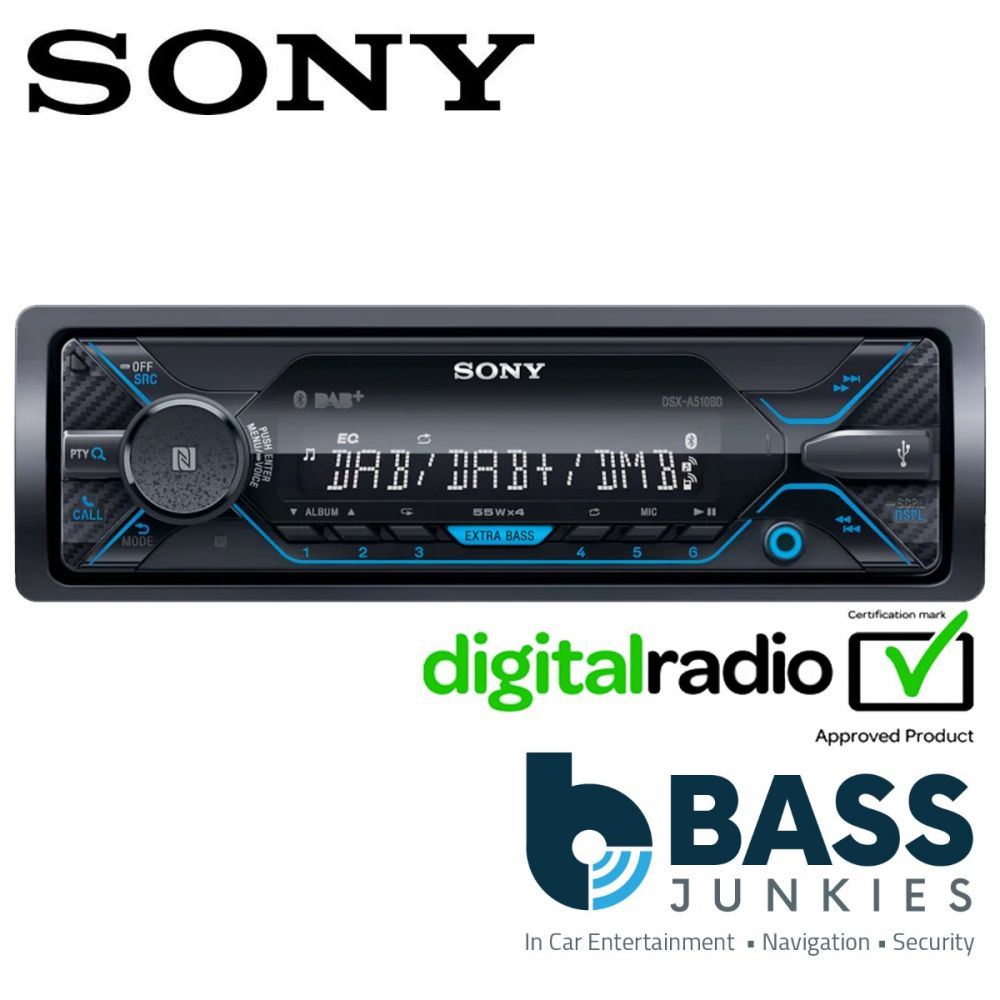 Sony DSX-A510BD - 4x55 Watts Mechless DAB Bluetooth iPod iPhone WMA MP3 USB AUX A2DP Car Stereo Radio Player (REFURBISHED)