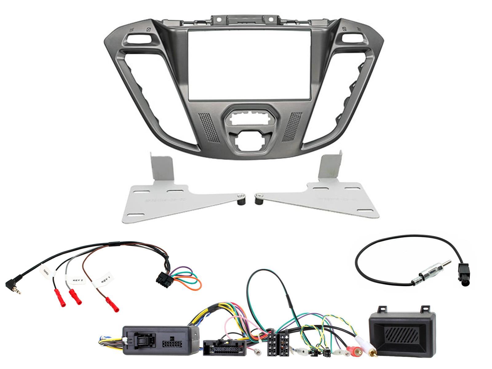 Grundig 6.8" Apple Android Double Din Stereo Fitting Kit + Steering Wheel Stalk Controls to fit Ford Transit-Custom 12-16