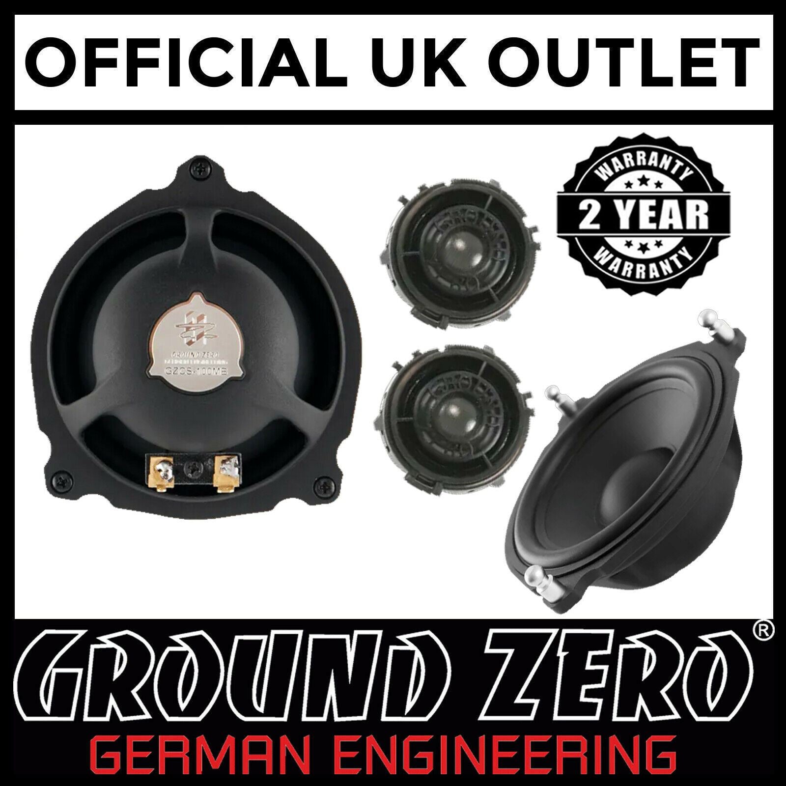 Ground Zero GZCS 100MB - 4" 2 Way 100 Watts Max 4 ohm Mercedes Speaker System