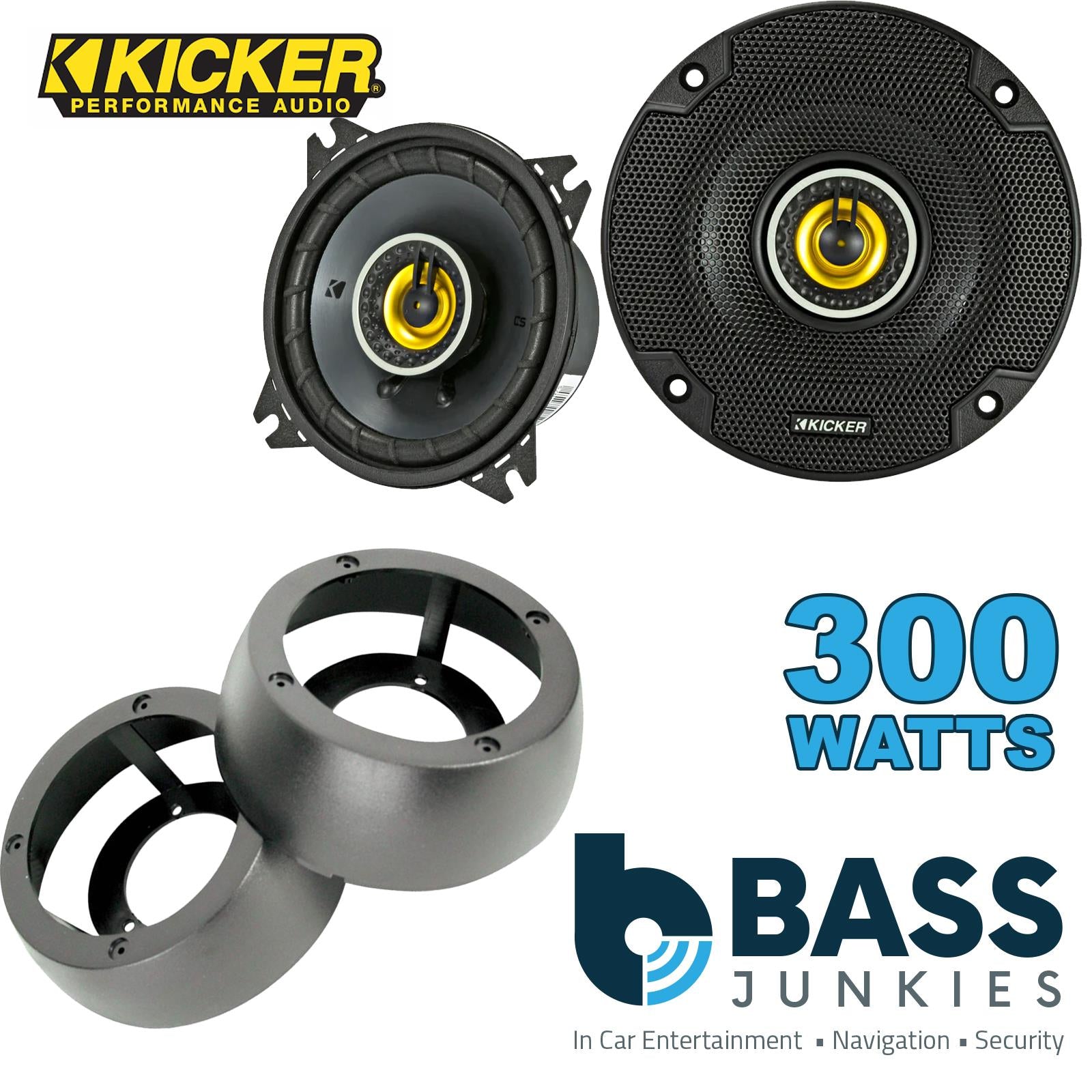 Kicker CSC44 100mm/10cm/4" 2-Way Coaxial Car speakers (Per Pair Max 300|100 watts RMS) Fits Universal