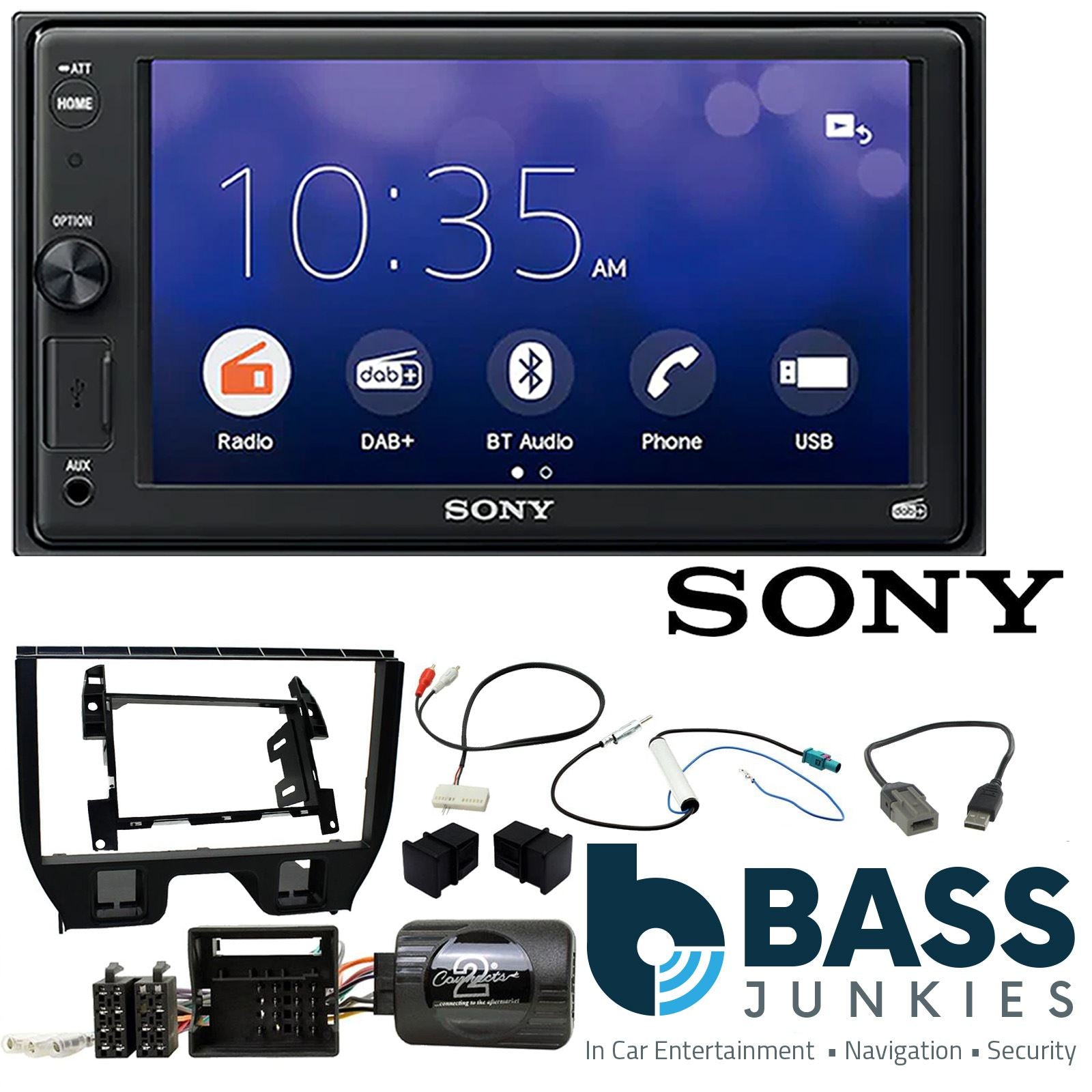 SONY XAV-1550D DAB+ Smart Bluetooth Car Radio + Stereo fitting kit + Steering Wheel Controls Loom for Citroen DS3 2009-2016 | Citroen C3 2009-2016