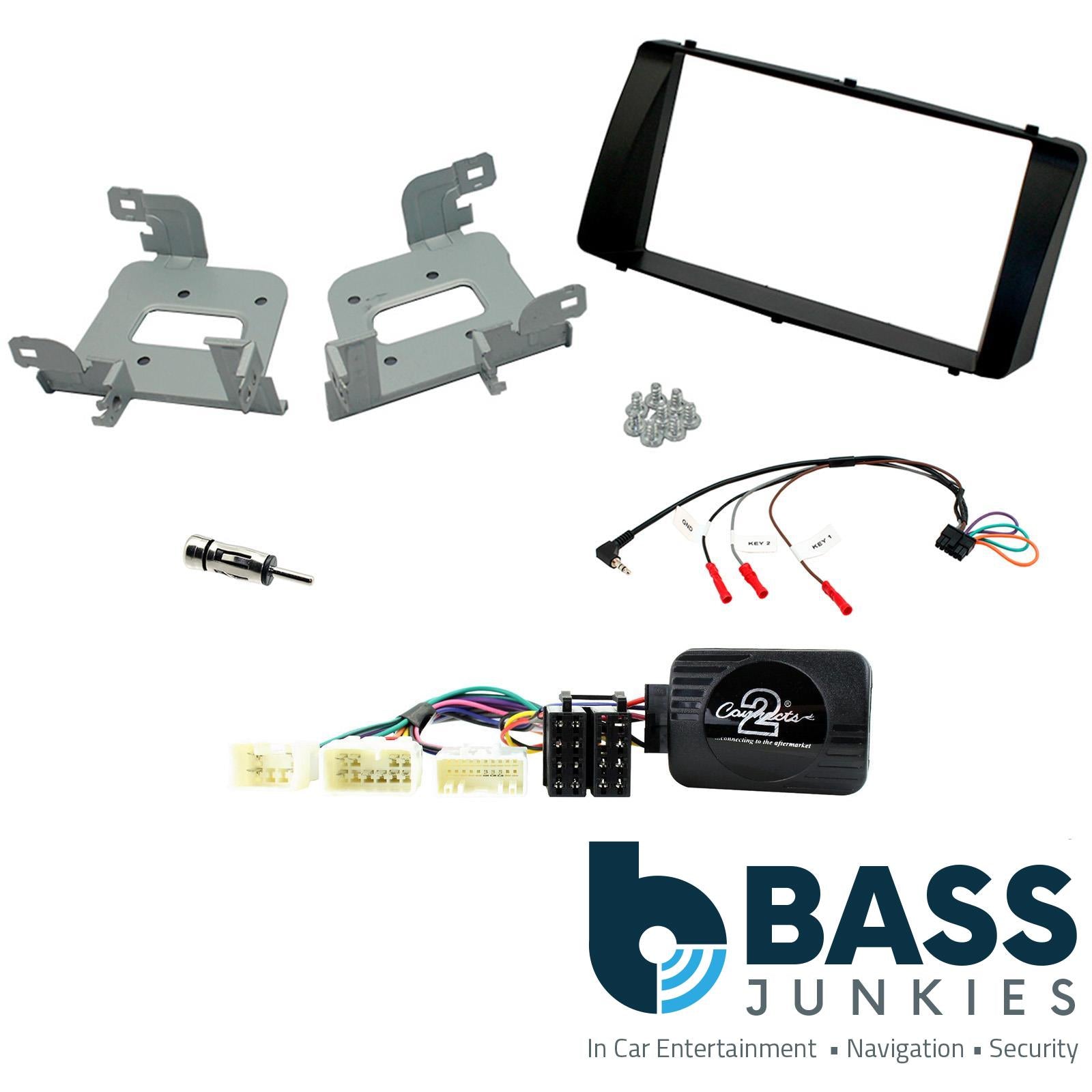 Connects2 CTKTY13 - Toyota Corolla E120/E130 2003 - 2008 Double Din Fascia & Steering Wheel Interface Installation Kit