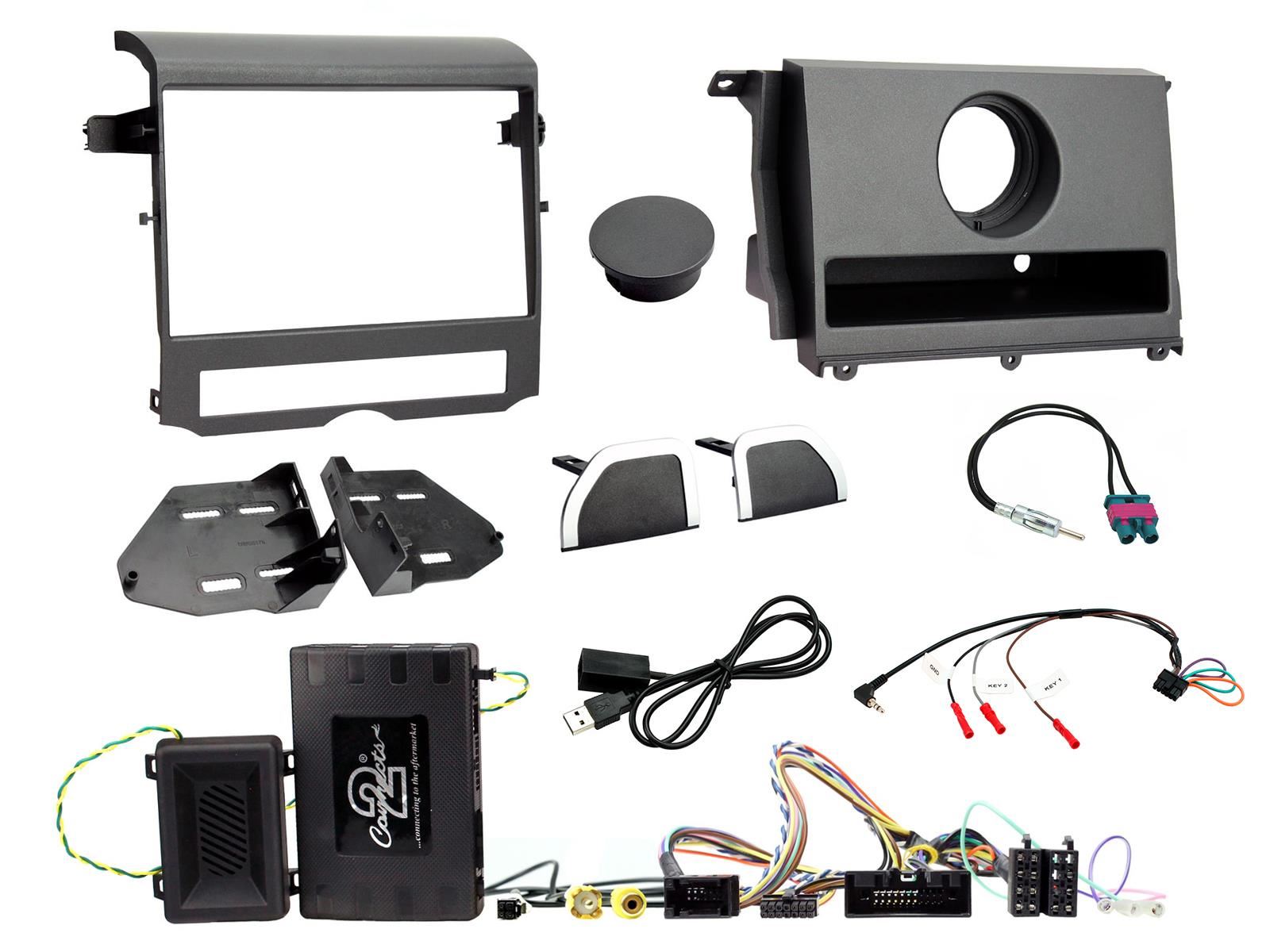 Grundig 6.8" Apple Android Double Din Stereo Fitting Kit + Steering Wheel Stalk Controls to fit Land Rover Discovery 09-11