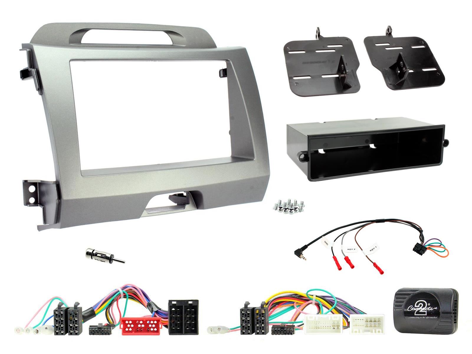 Connects2 CTKKI29 Kia Sportage 2011 Onwards Double Din Car Fascia Steering Wheel Interface Fitting Kit