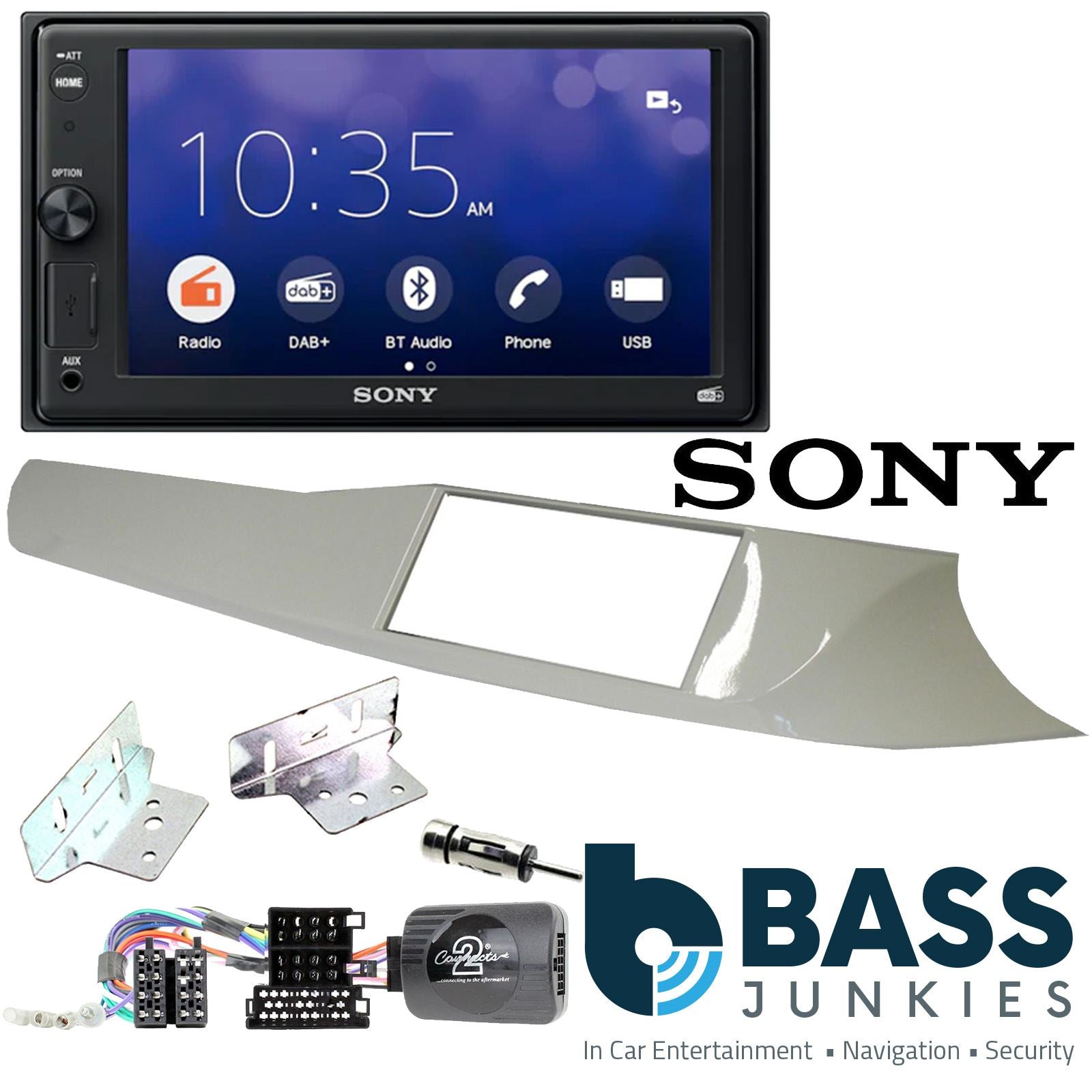 SONY XAV-1550D DAB+ Smart Bluetooth Car Radio + Stereo fitting kit + Steering Wheel Controls Loom for Alfa Romeo Giulietta 2010-2014